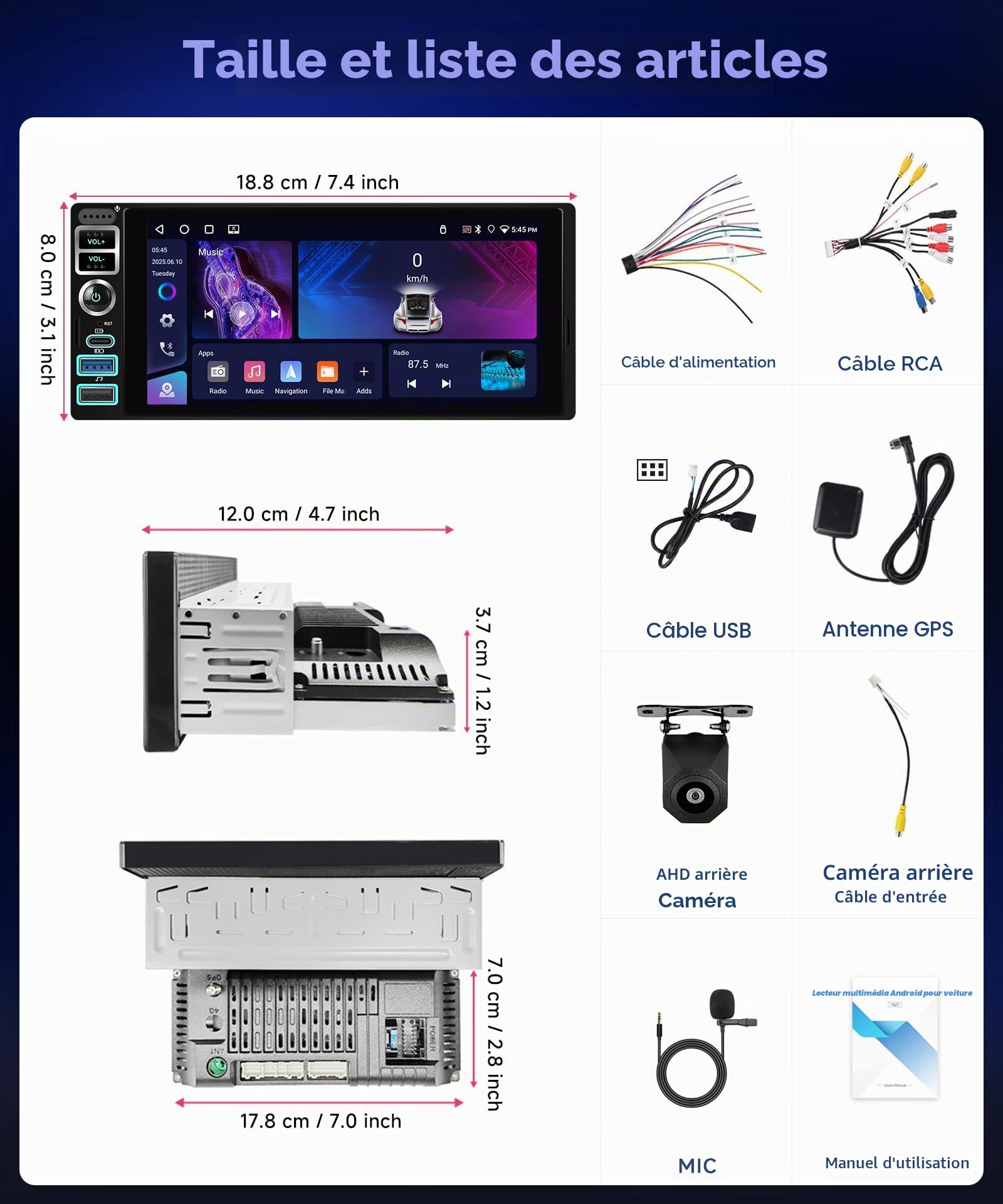 vechtel-autoradio-1-din-6-9-4-64g-carplay-cran-tactile image 7
