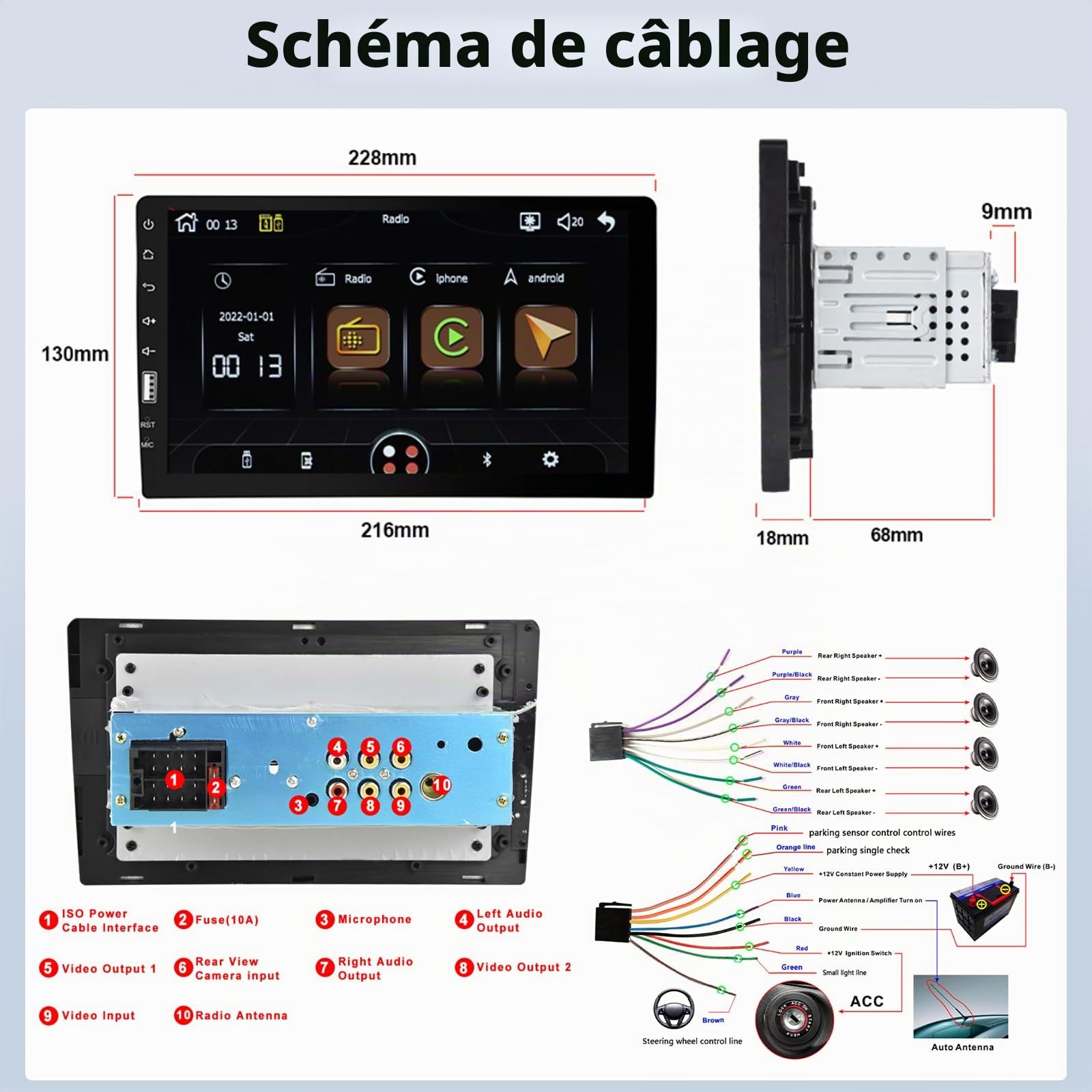 vechtel-autoradio-1-din-9-pouces-tactile-carplay-cam-ra-recul image 7