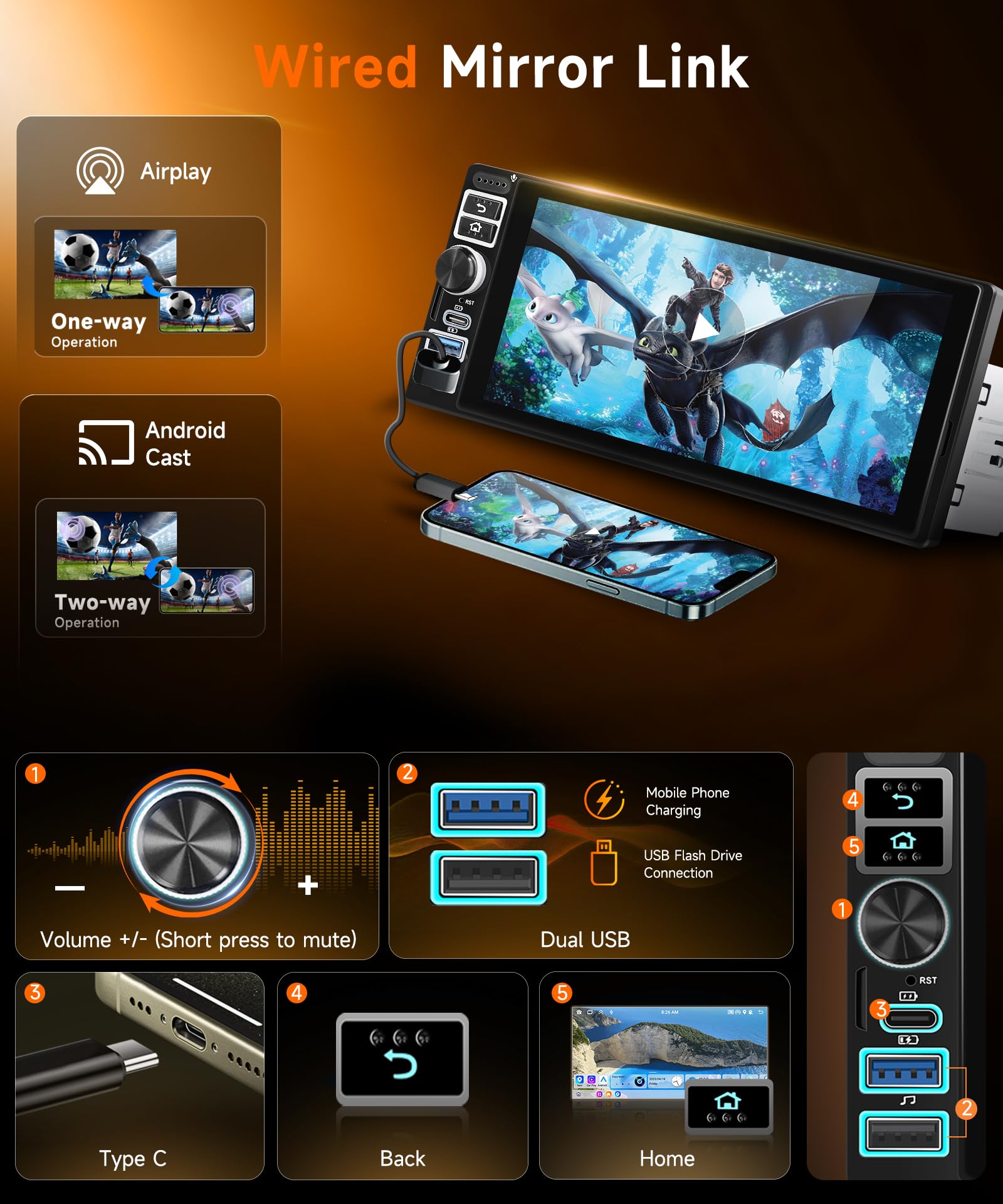 vechtel-autoradio-1-din-6-9-android-15-2-64go-cam-ra image 4