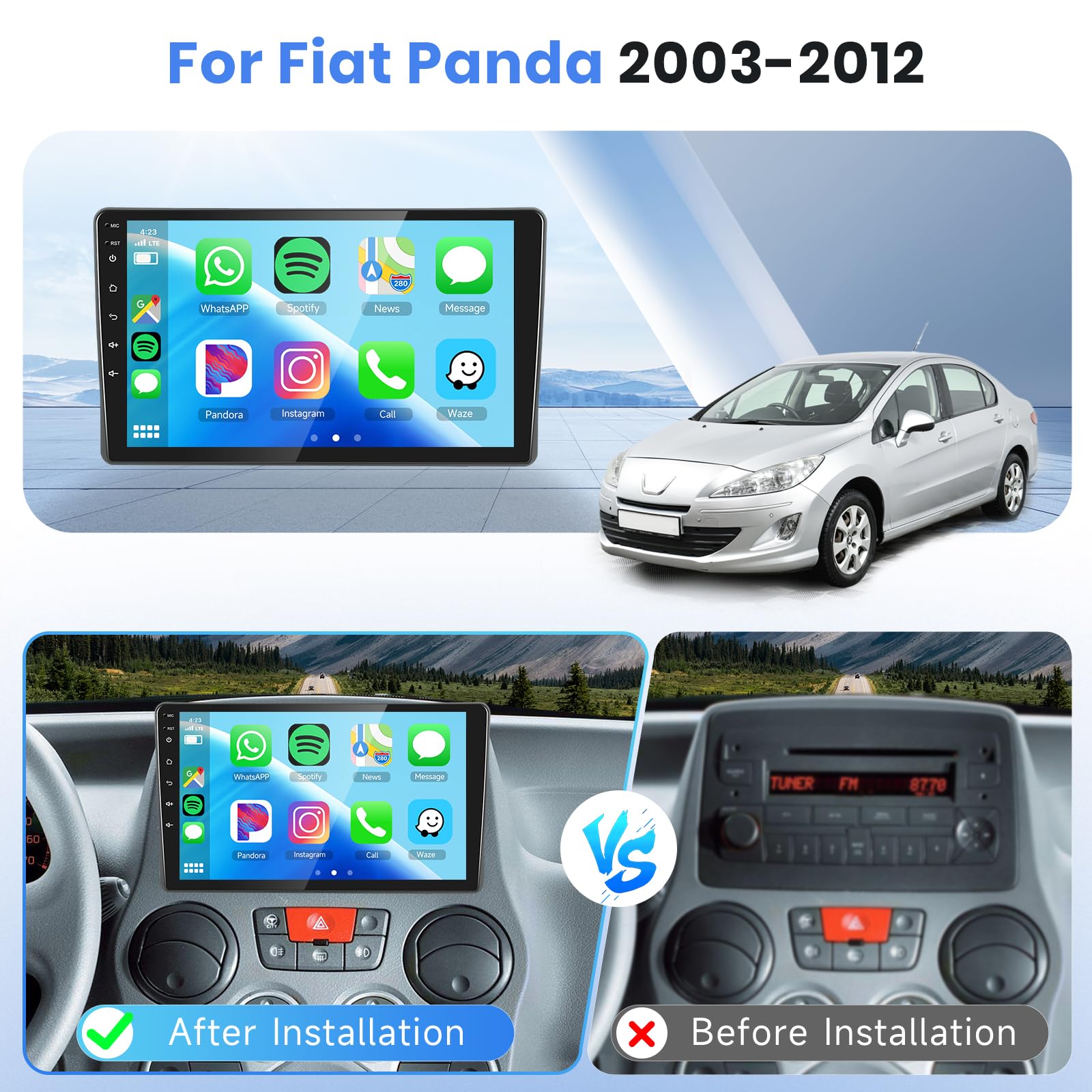 podofo-android-car-radio-autoradio-9-pouces-fiat-panda-2003-2012 image 2
