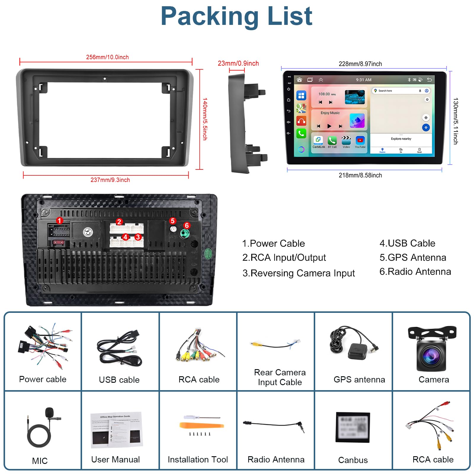 podofo-android-car-radio-a3-autoradio-9-pouces-2-64g-8-c-urs image 2