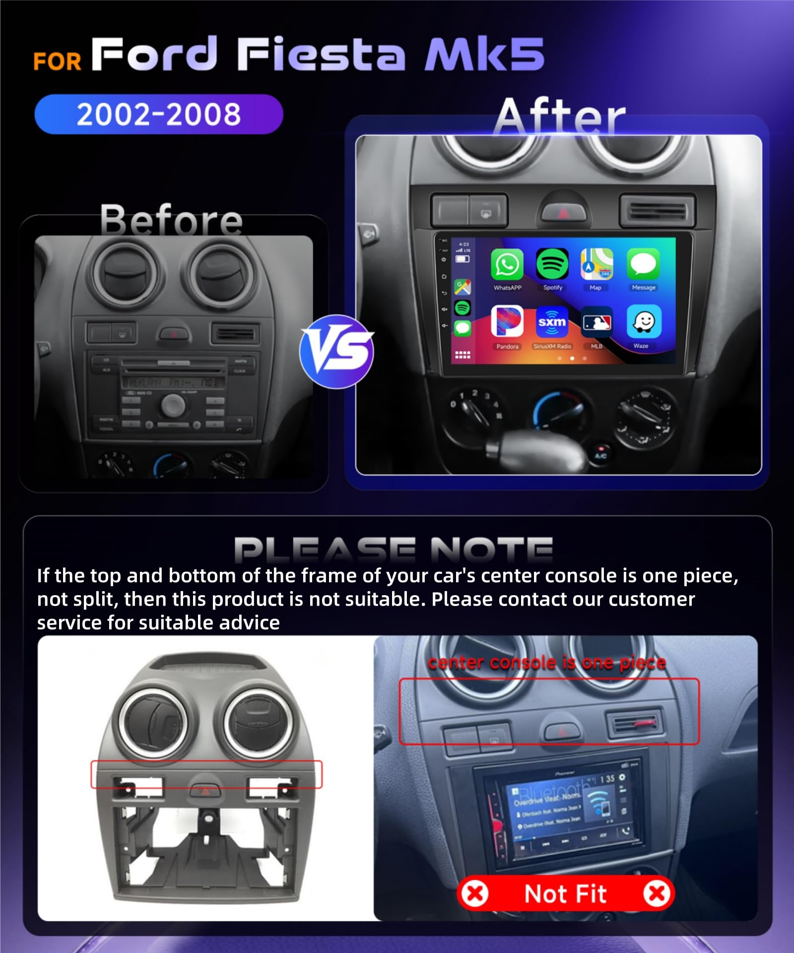 vechtel-fiesta-mk5-9-autoradio-android-4-64-go-carplay-sans-fil image 2