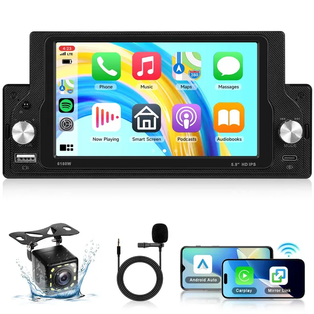 vechtel-autoradio-1-din-5-9-pouces-carplay-sans-fil-cam-ra image 1
