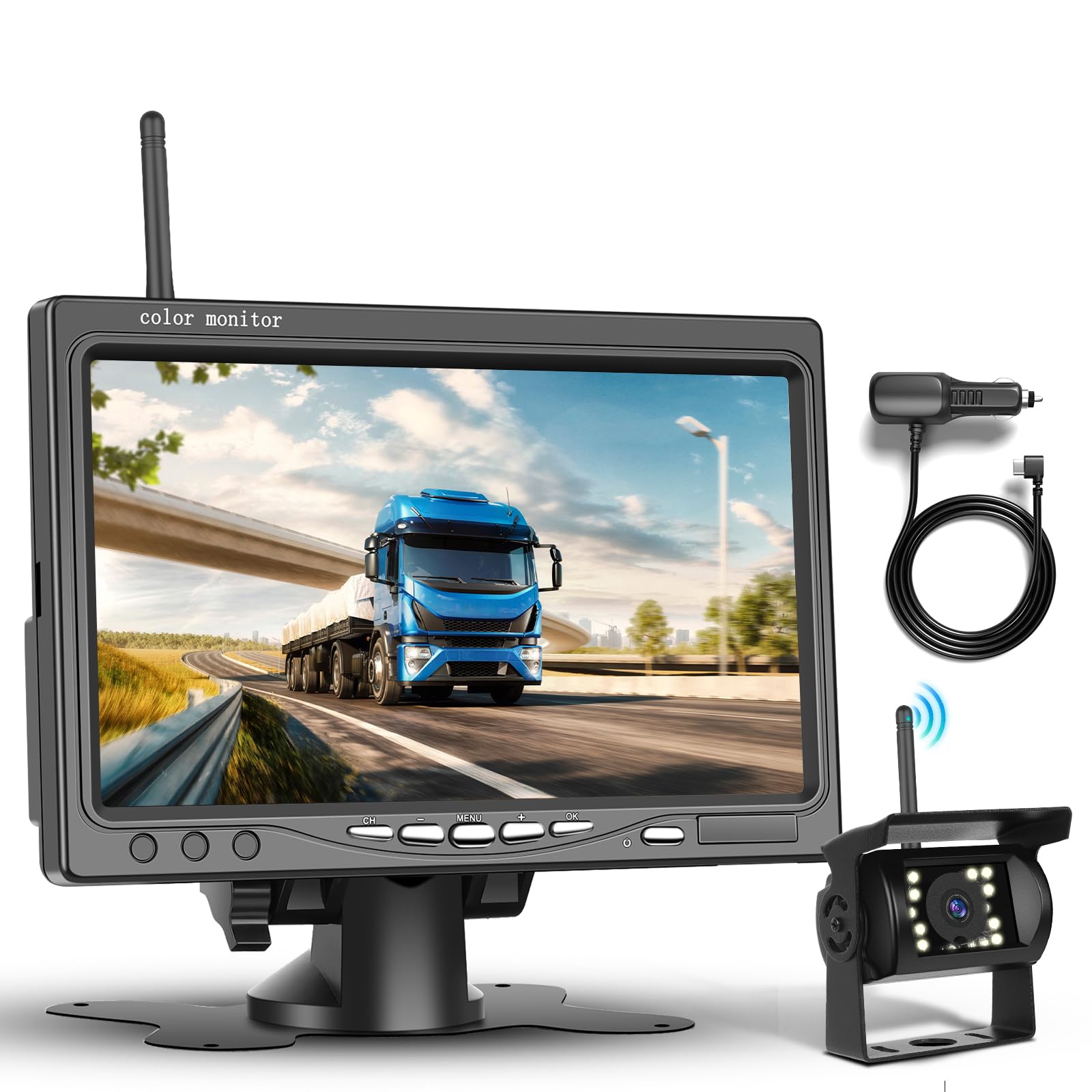 podofo-kit-cam-ra-de-recul-sans-fil-1080p-cran-7-pouces-bsd image 1