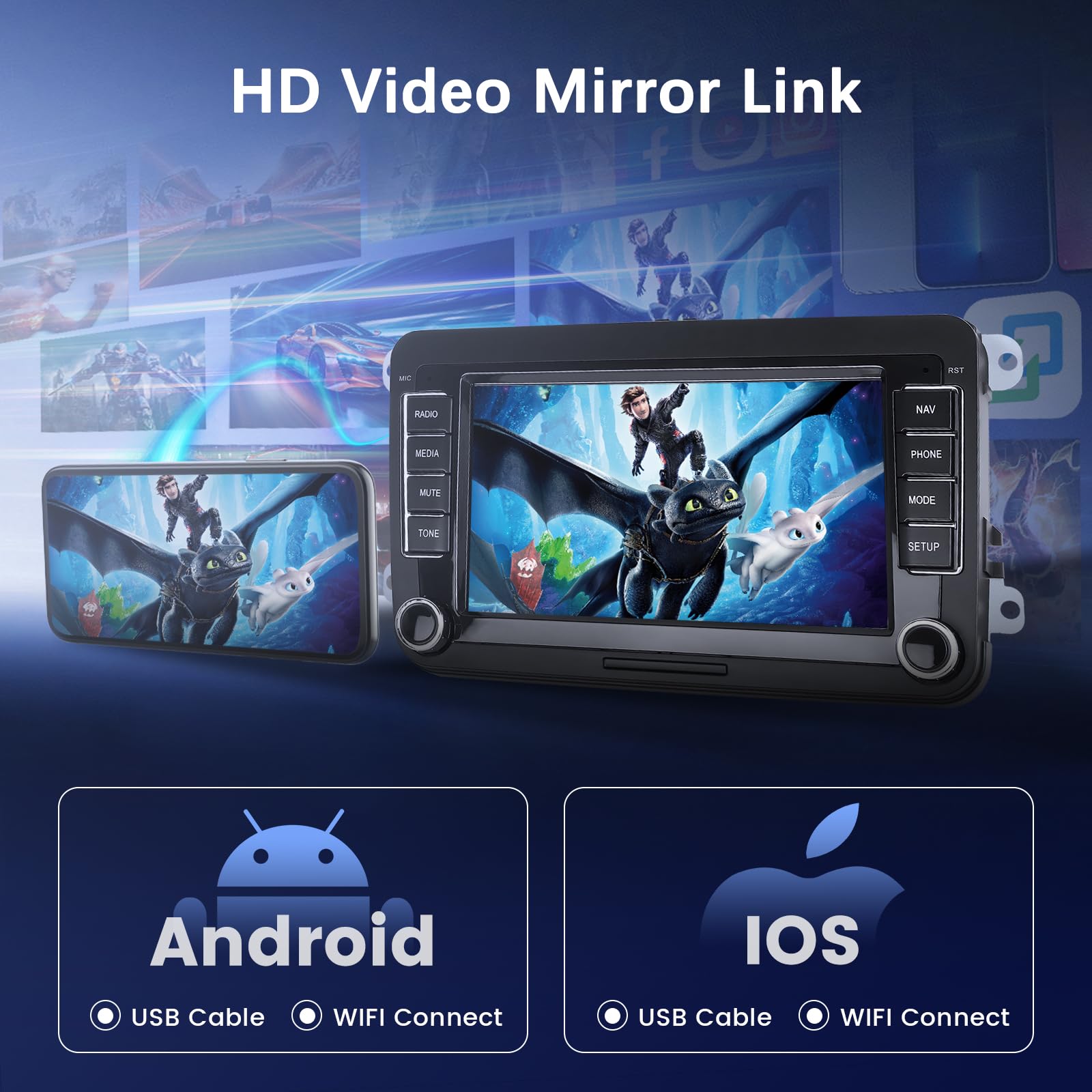 podofo-android-car-radio-autoradio-7-pouces-vw-cam-ra-recul image 3