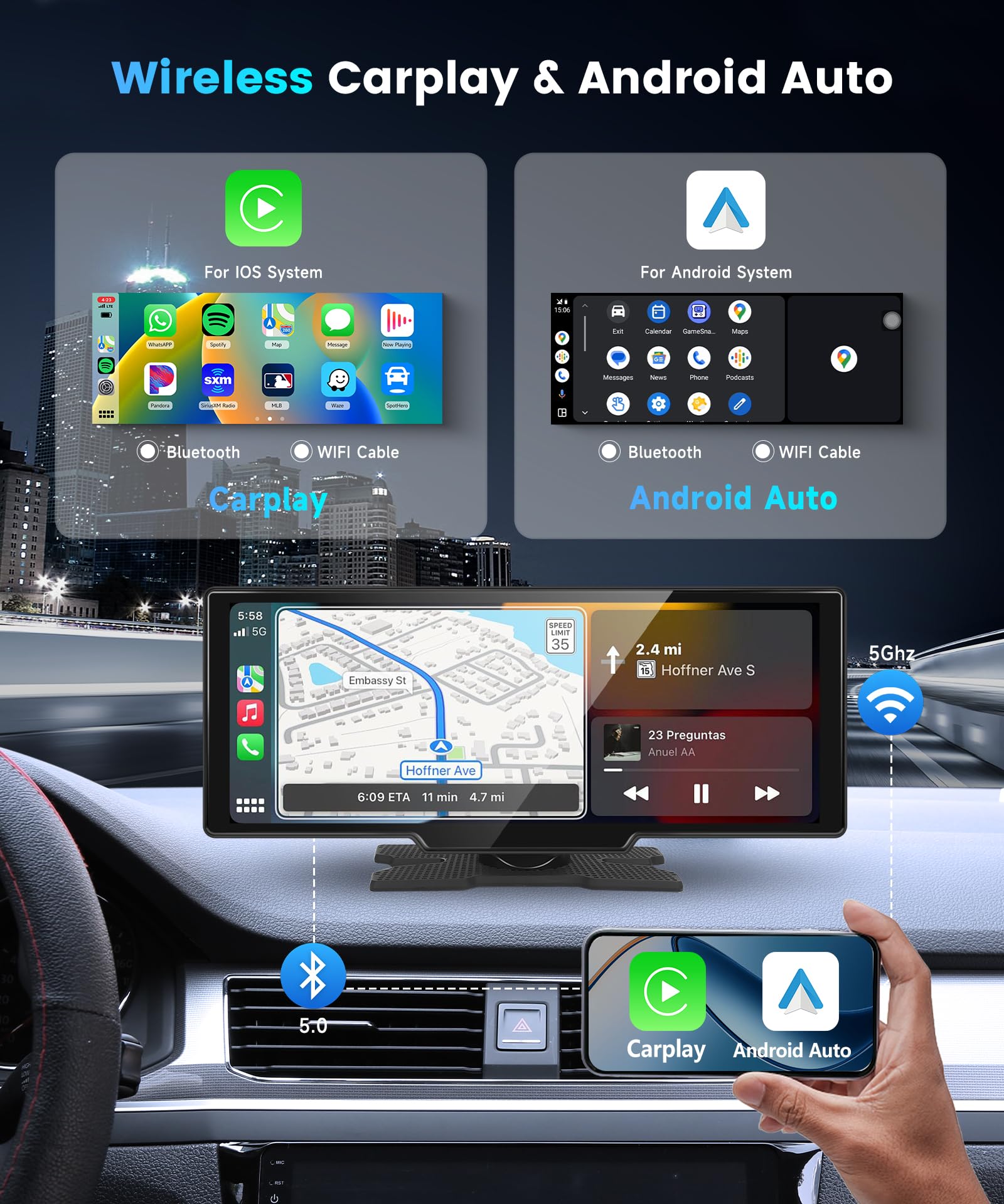 podofo-cran-carplay-portable-10-26-pouces-style-a-bluetooth image 2