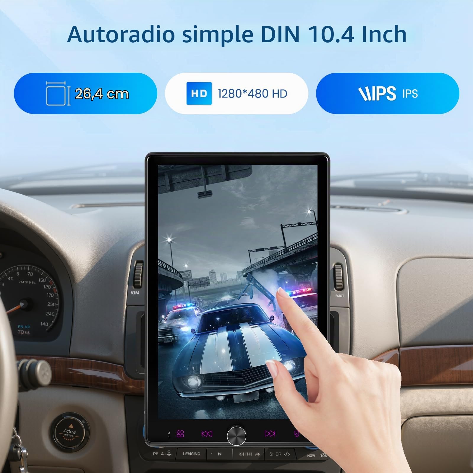 vechtel-autoradio-1-din-10-4-cran-rotatif-carplay-bluetooth image 2