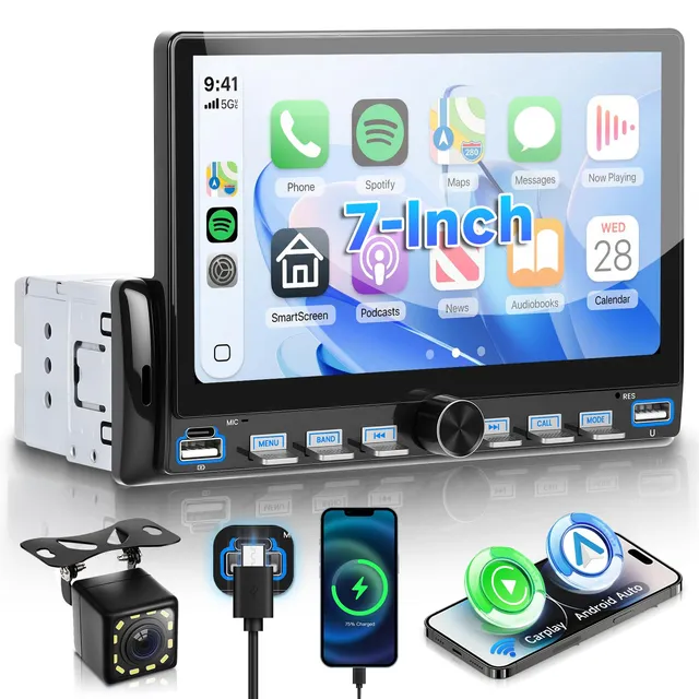 vechtel-autoradio-1-din-mp5-autoradio-7-pouces-carplay-sans-fil image 1