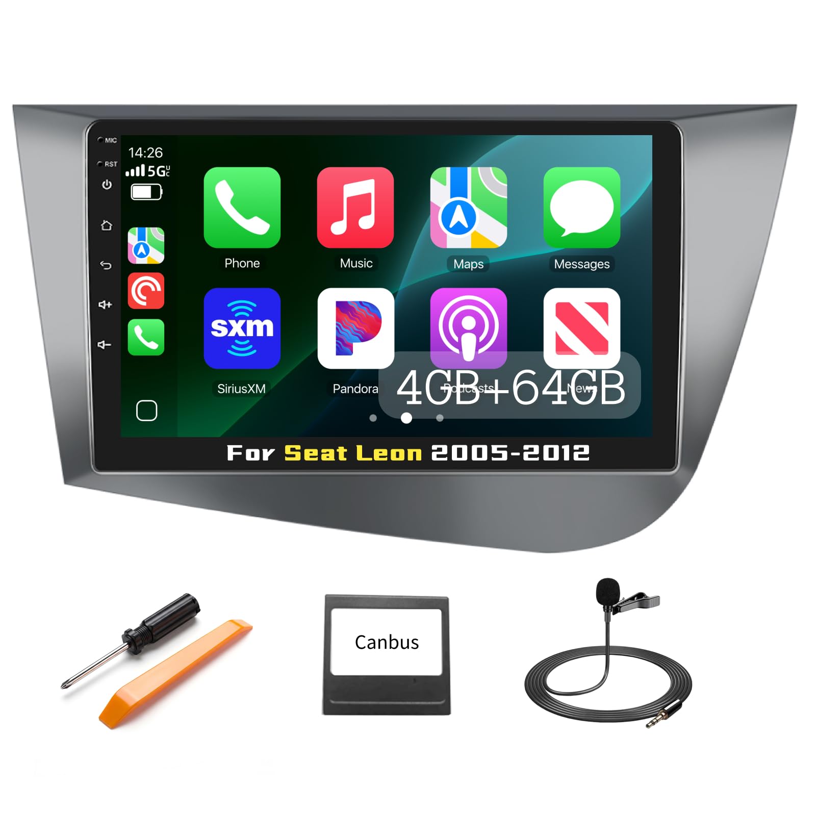 podofo-android-car-radio-autoradio-seat-leon-2-9-2-64g image 1