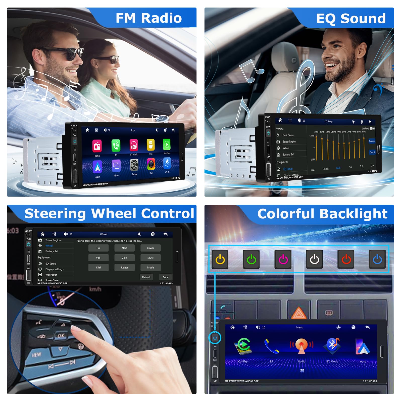 podofo-android-car-radio-1-din-6-86-carplay-cam-ra-recul image 5