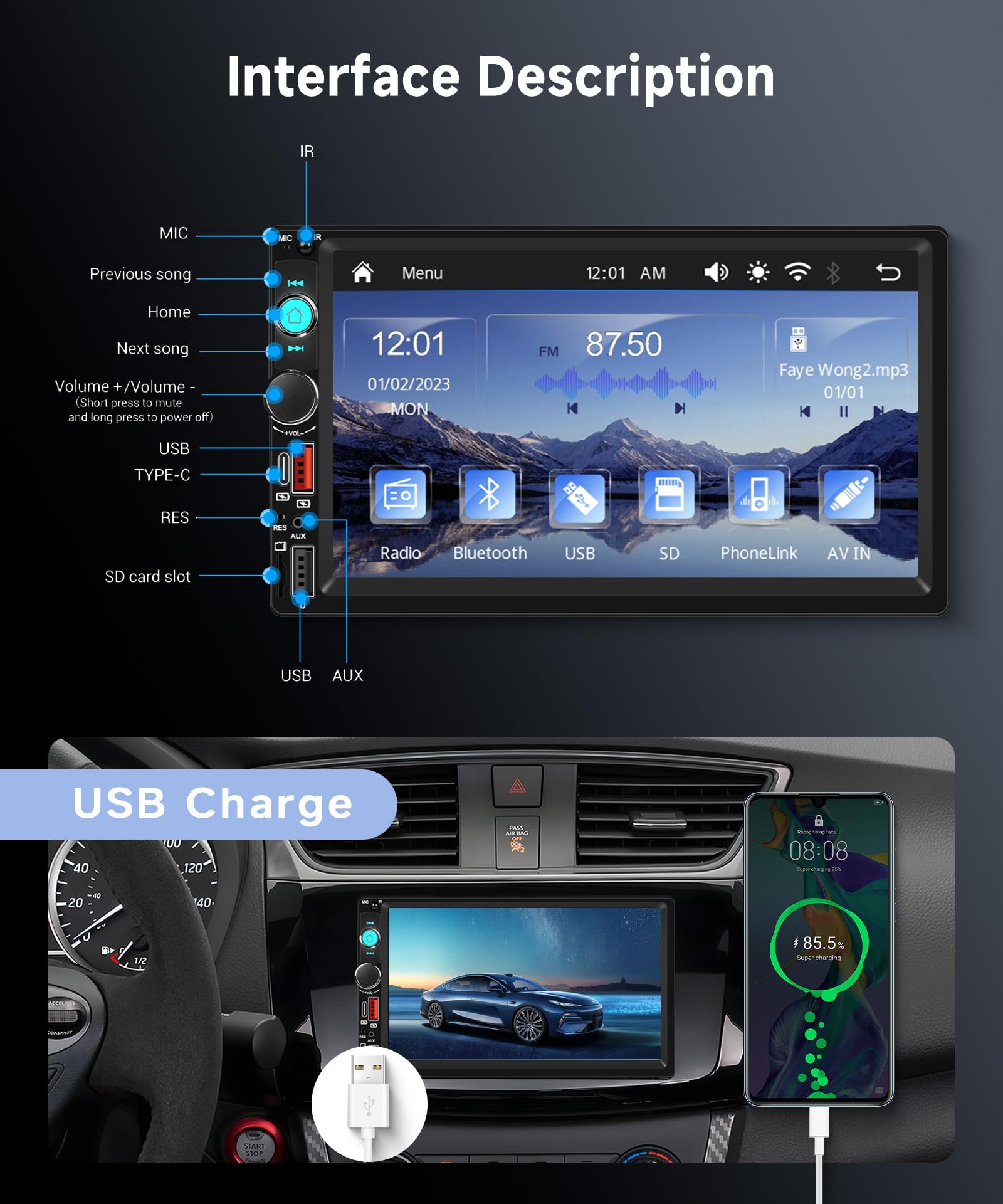 vechtel-autoradio-2-din-cran-7-pouces-carplay-cam-ra-recul image 6