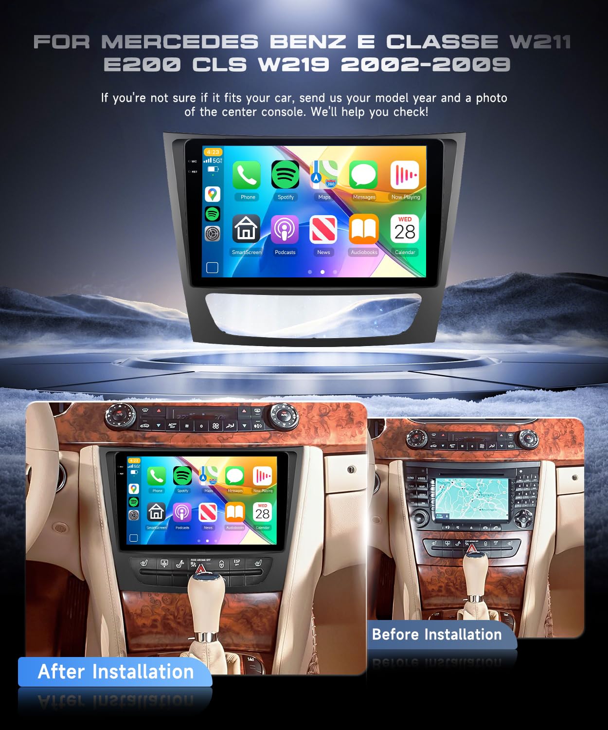 vechtel-autoradio-mercedes-e-w211-cls-c219-9-4g-128g-sans-fil image 2