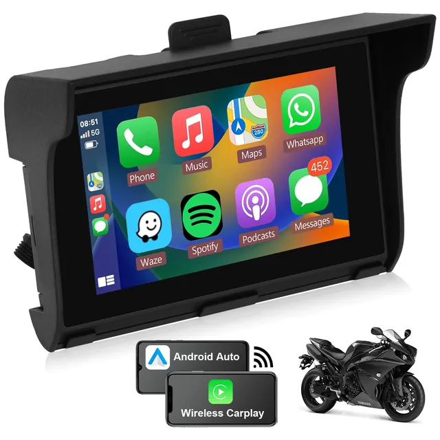 podofo-motorcycle-carplay-screen-cran-moto-5-pouces-ip65 image 1