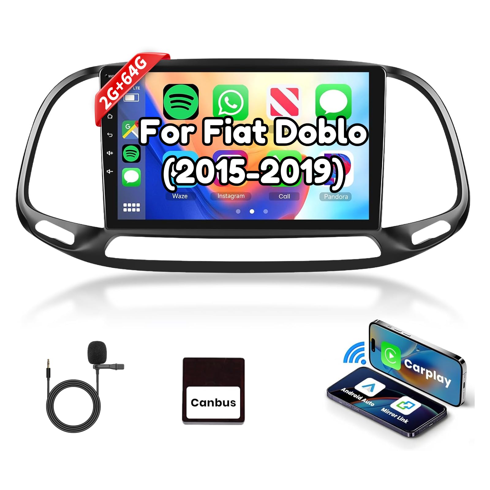 podofo-fiat-doblo-2015-2019-autoradio-9-2-64g-carplay image 1
