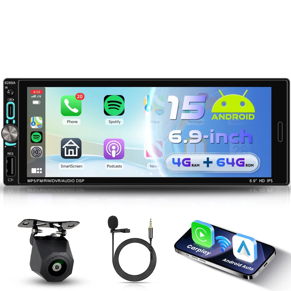 vechtel-autoradio-1-din-6-9-4g-64g-android-15-carplay image 1