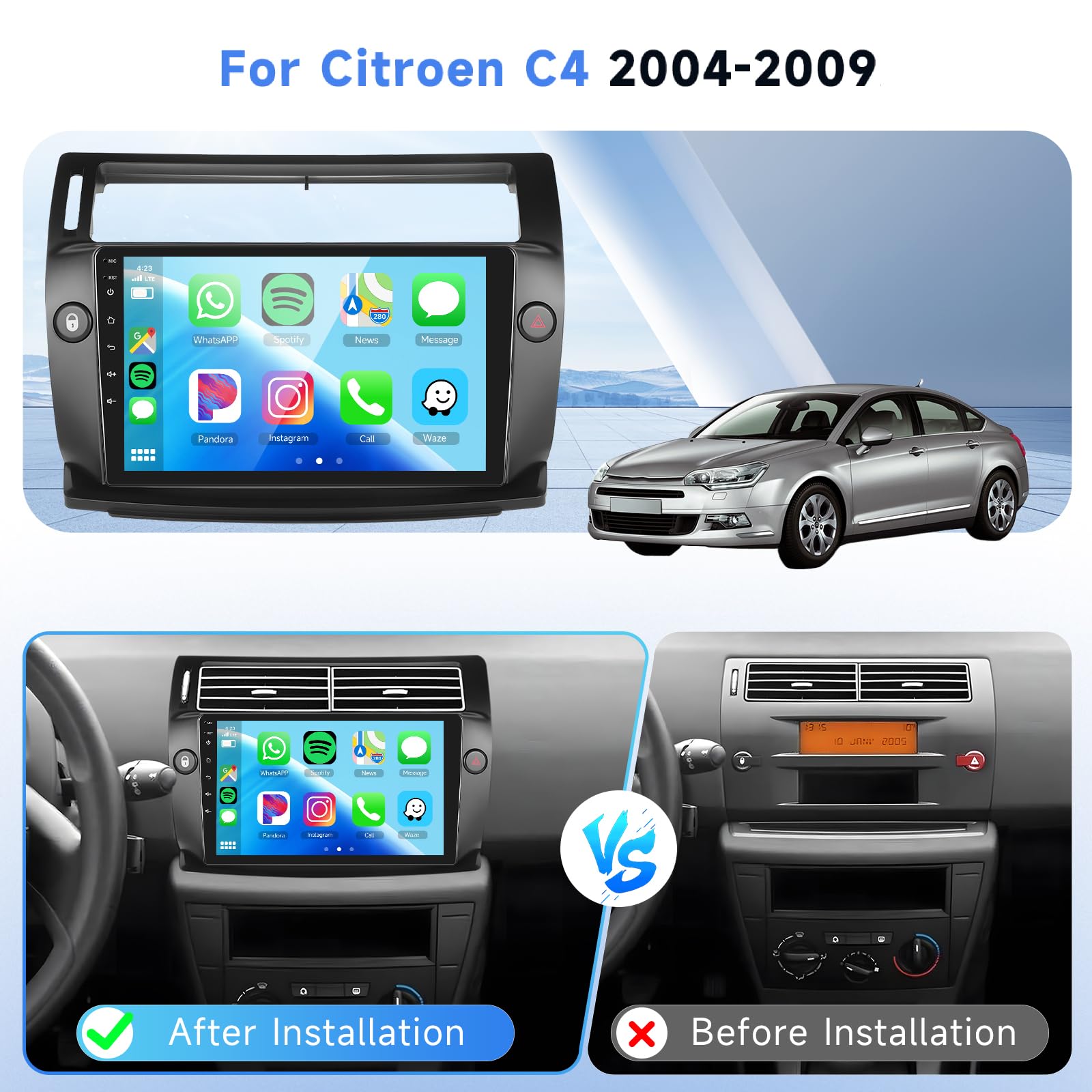 podofo-android-car-radio-autoradio-citro-n-c4-9-pouces-2go-64go-carplay image 2