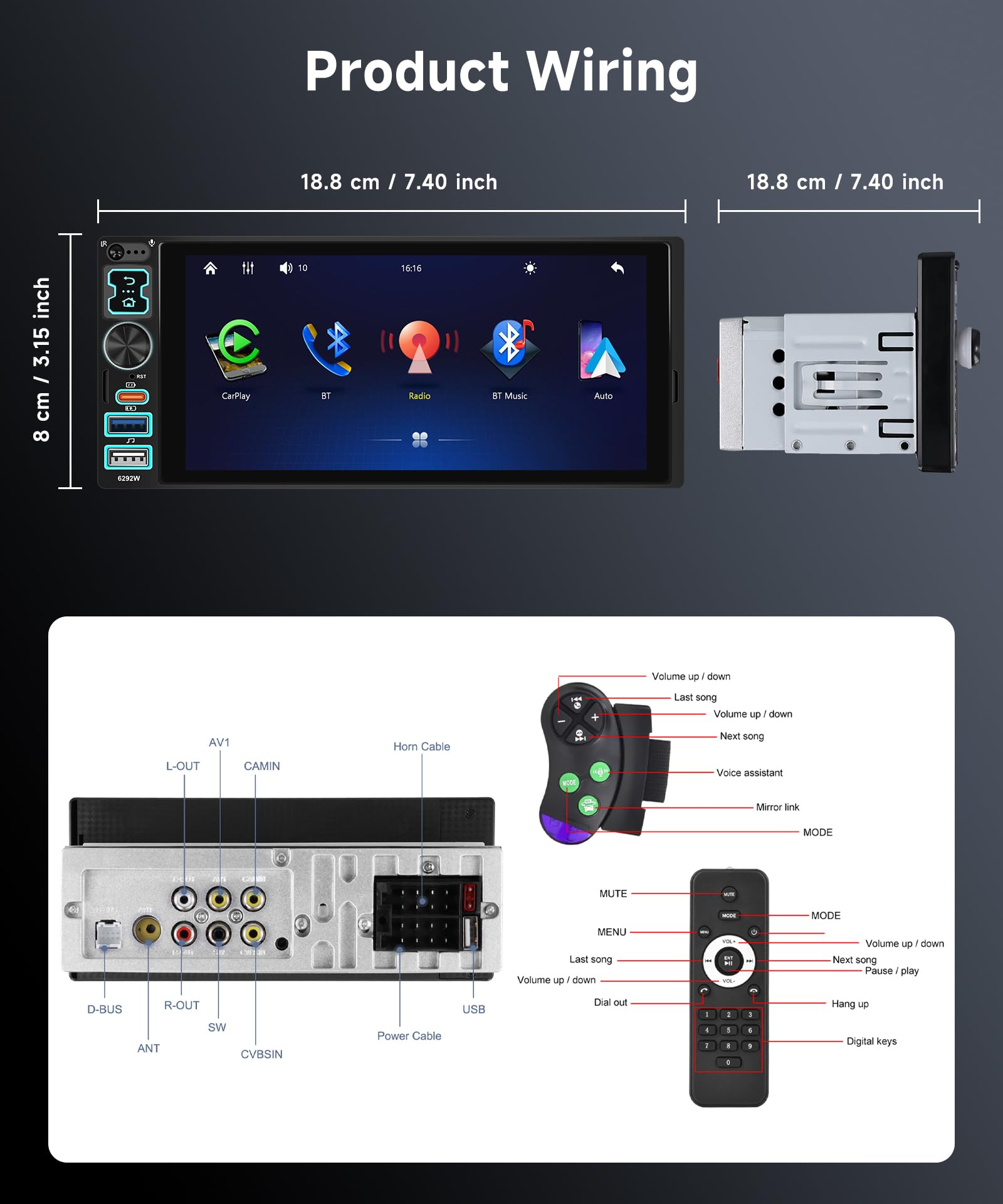vechtel-autoradio-1-din-6-8-pouces-tactile-carplay-sans-fil-cam-ra image 7