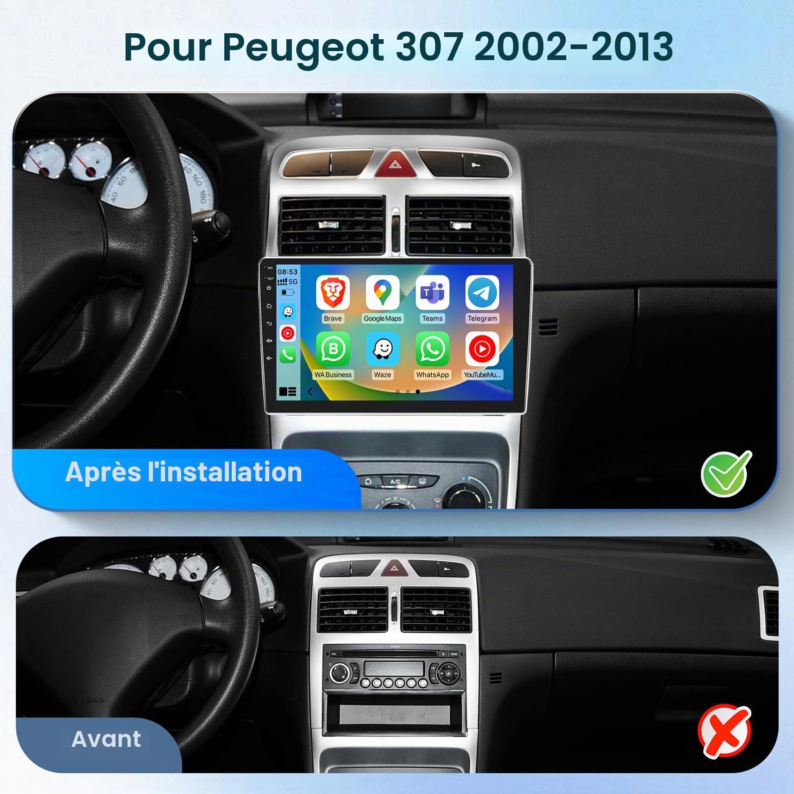 podofo-android-car-radio-9-peugeot-307-2-64-go-carplay image 2