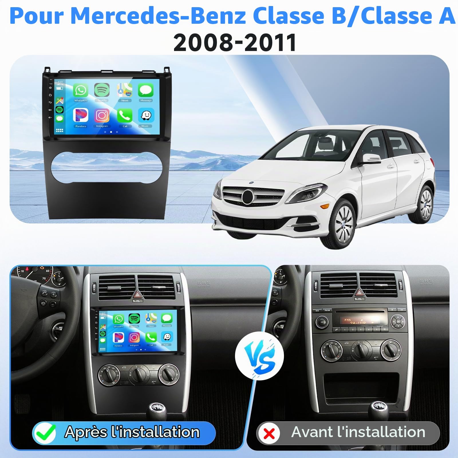 podofo-autoradio-mercedes-a-b-9-pouces-android-carplay-2-64g image 2