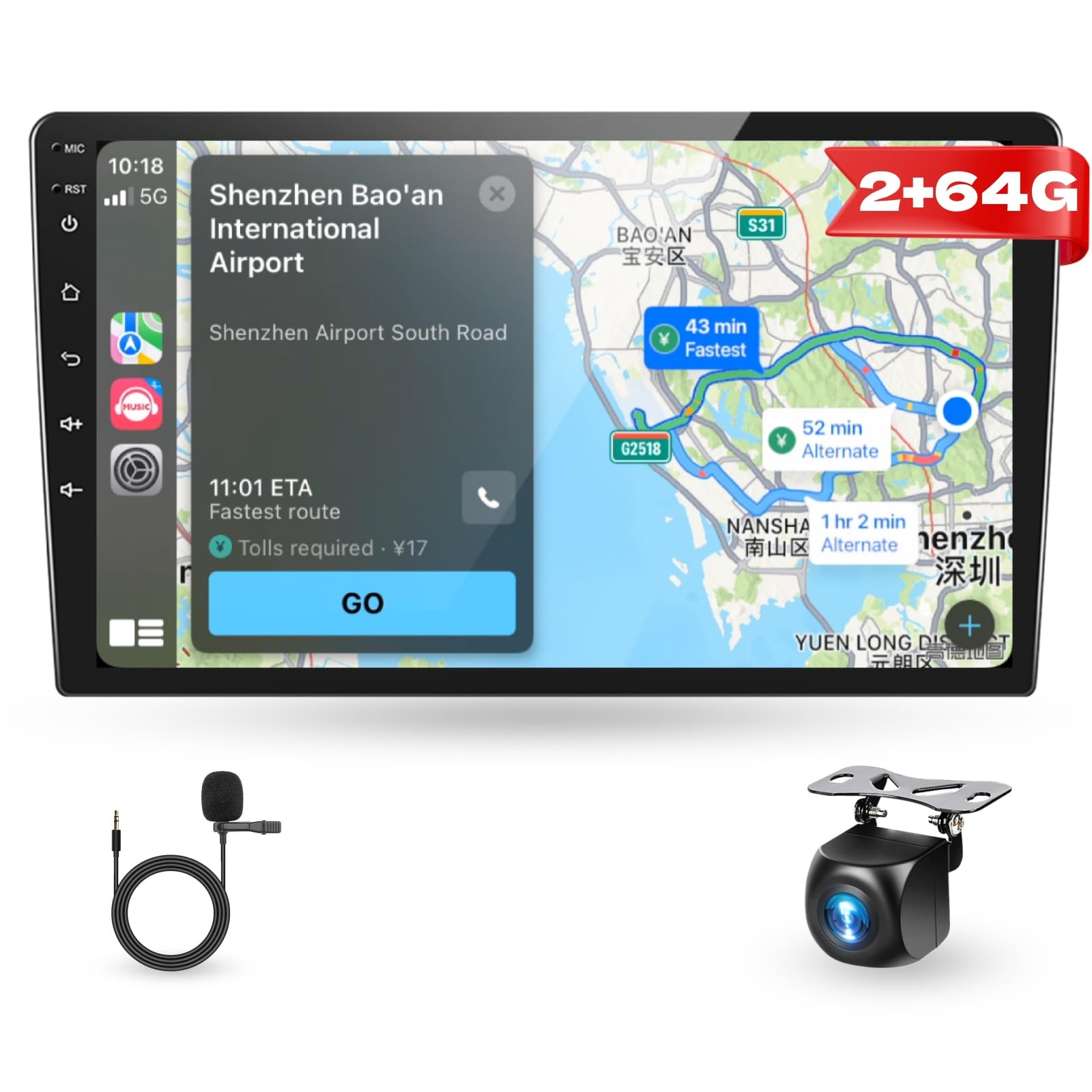 podofo-android-car-radio-10-1-autoradio-2-din-carplay-2-64-go image 1