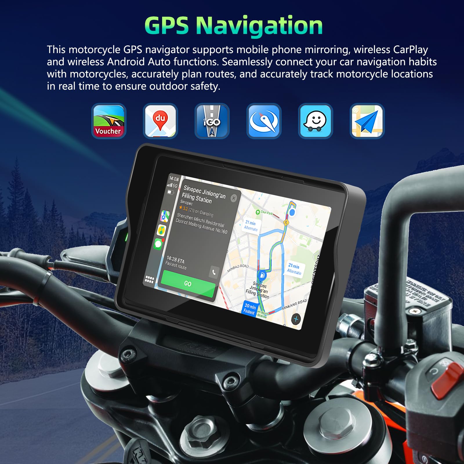 podofo-motorcycle-carplay-screen-moto-cran-5-pouces-ip67 image 4