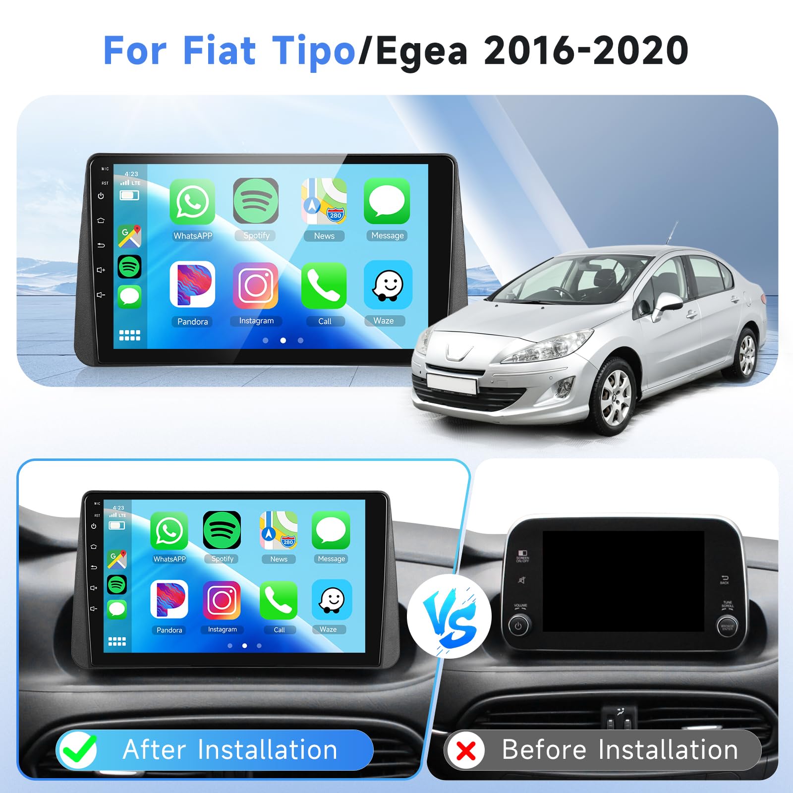 podofo-android-car-radio-fiat-tipo-9-autoradio-2-64g-carplay image 2