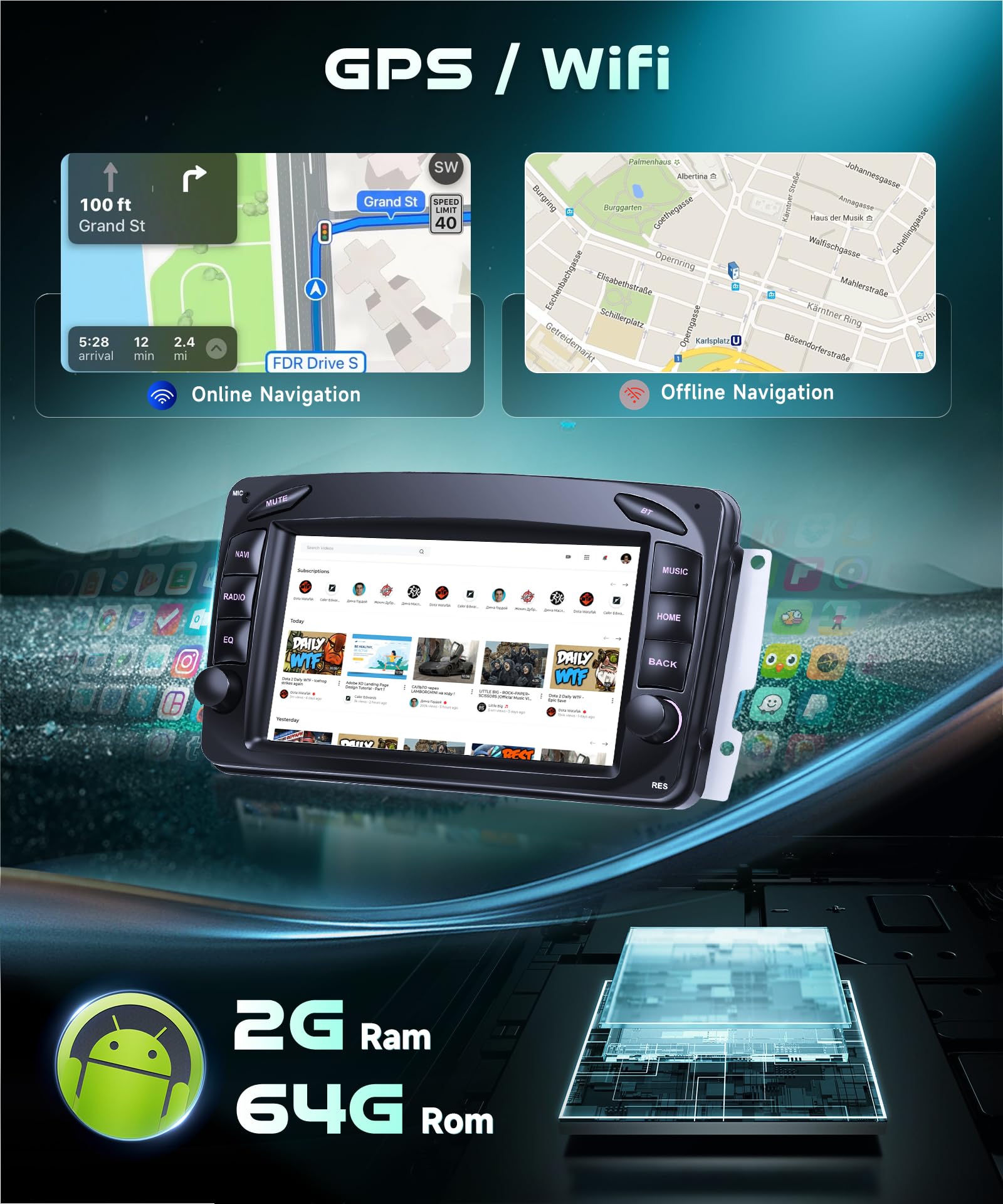 vechtel-autoradio-mercedes-w203-w209-7-carplay-2-64g image 4