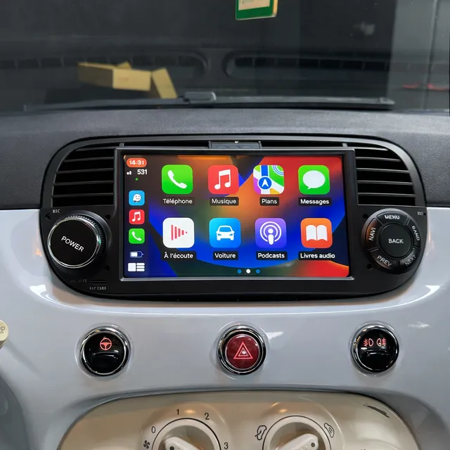 my-carpplay-fiat-500-2007-2015-autoradio-carplay-optimal-cadre-noir image 1