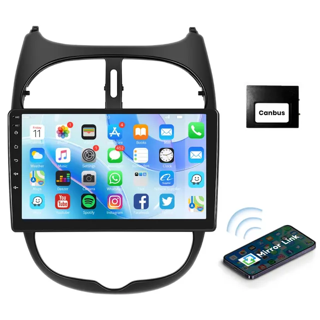podofo-android-car-radio-peugeot-206-9-pouces-autoradio-gps-wifi image 1