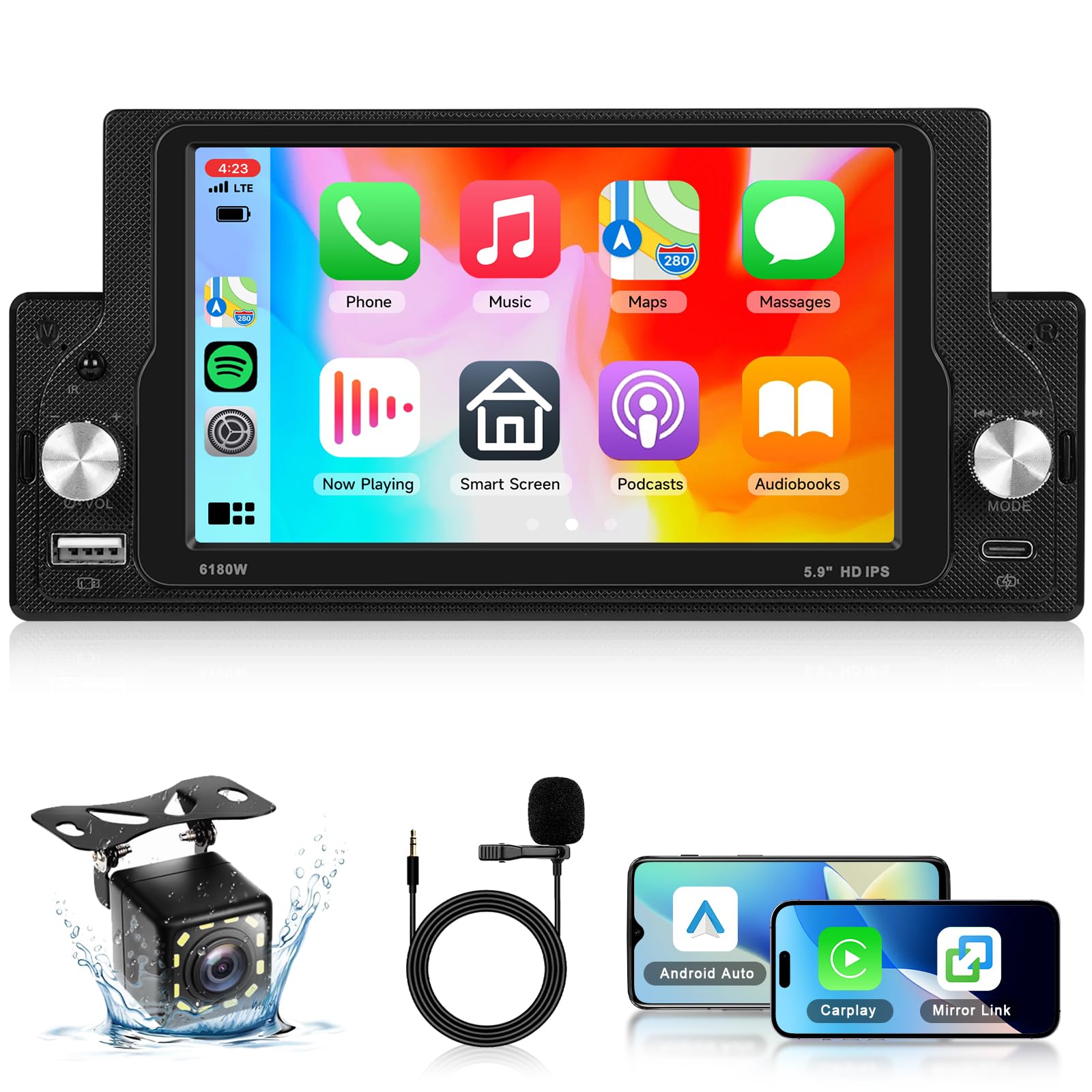 vechtel-autoradio-1-din-autoradio-tactile-5-9-pouces-carplay-bluetooth image 1