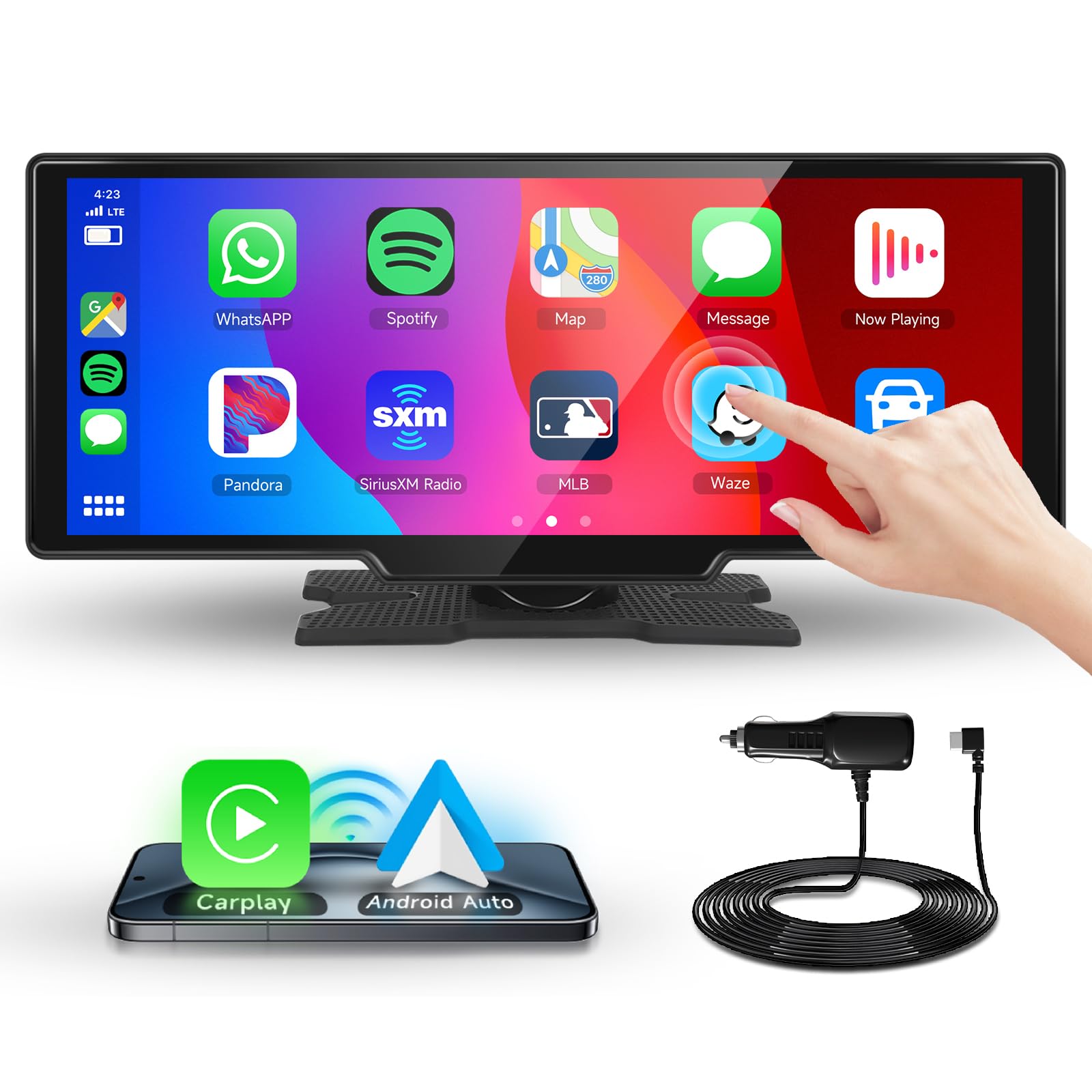 podofo-cran-carplay-portable-10-26-pouces-style-a-bluetooth image 1