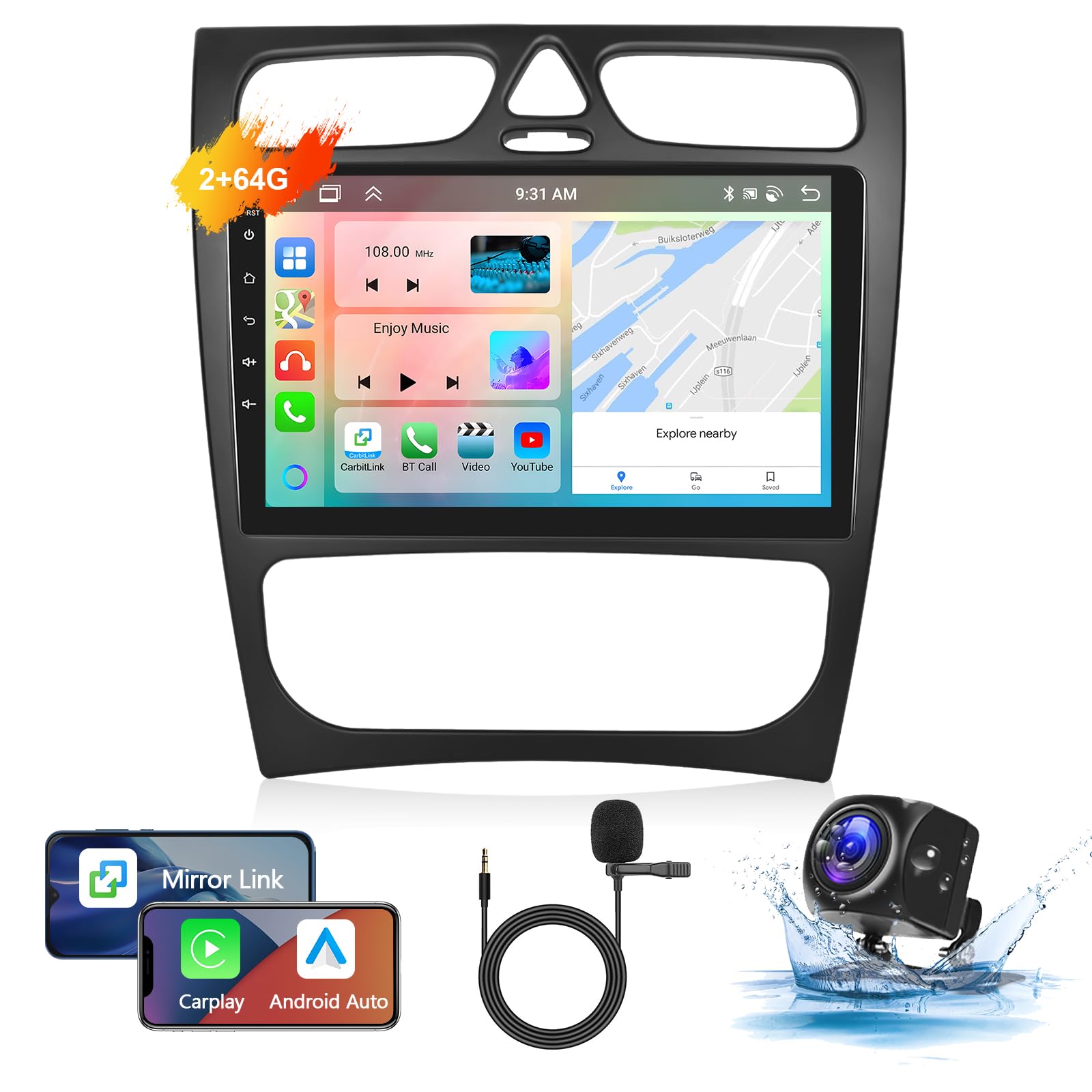 podofo-android-autoradio-classe-c-clk-2002-04-9-2-64g-ips image 1
