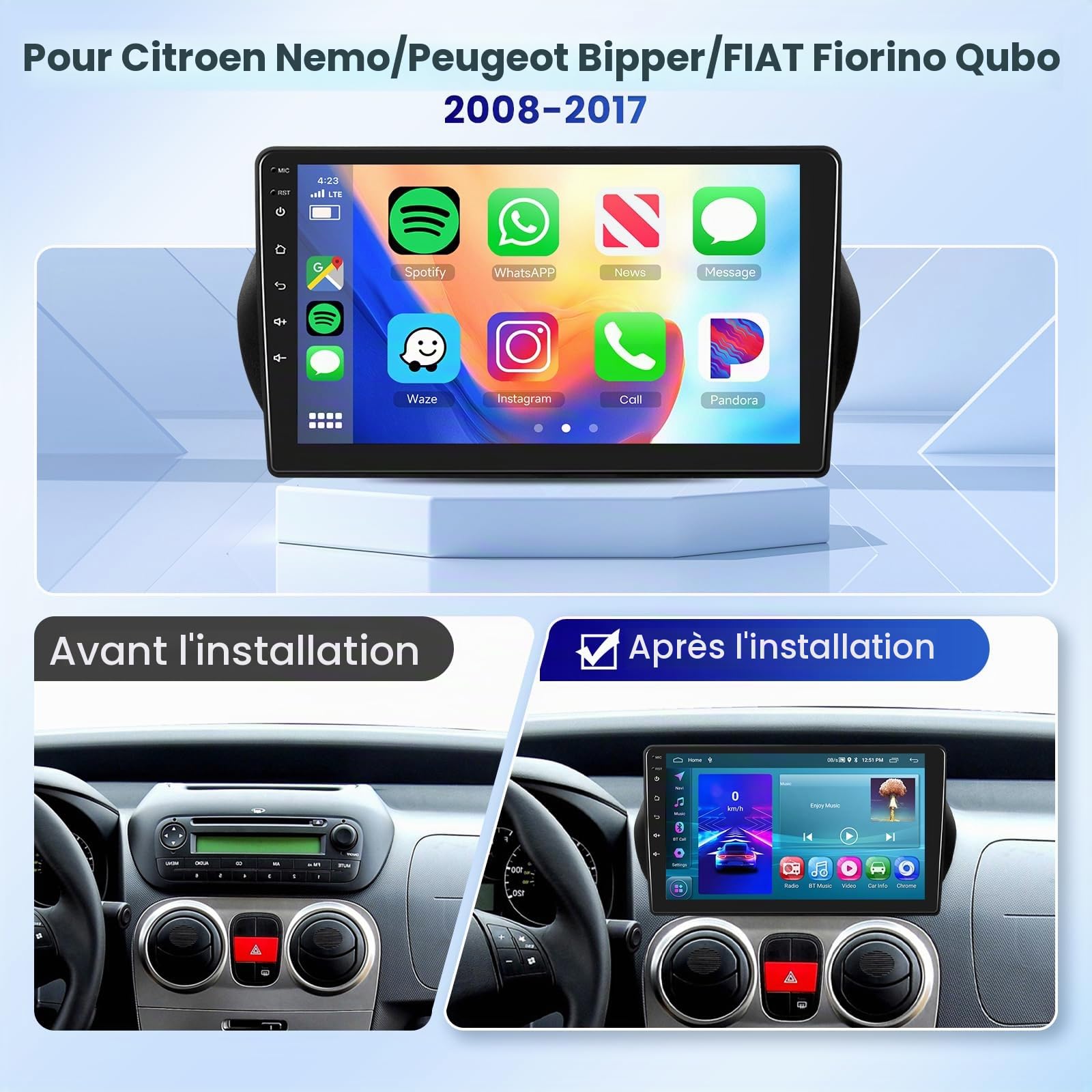 podofo-android-car-radio-nemo-bipper-fiorino-10-1-pouces-2go-64go image 2