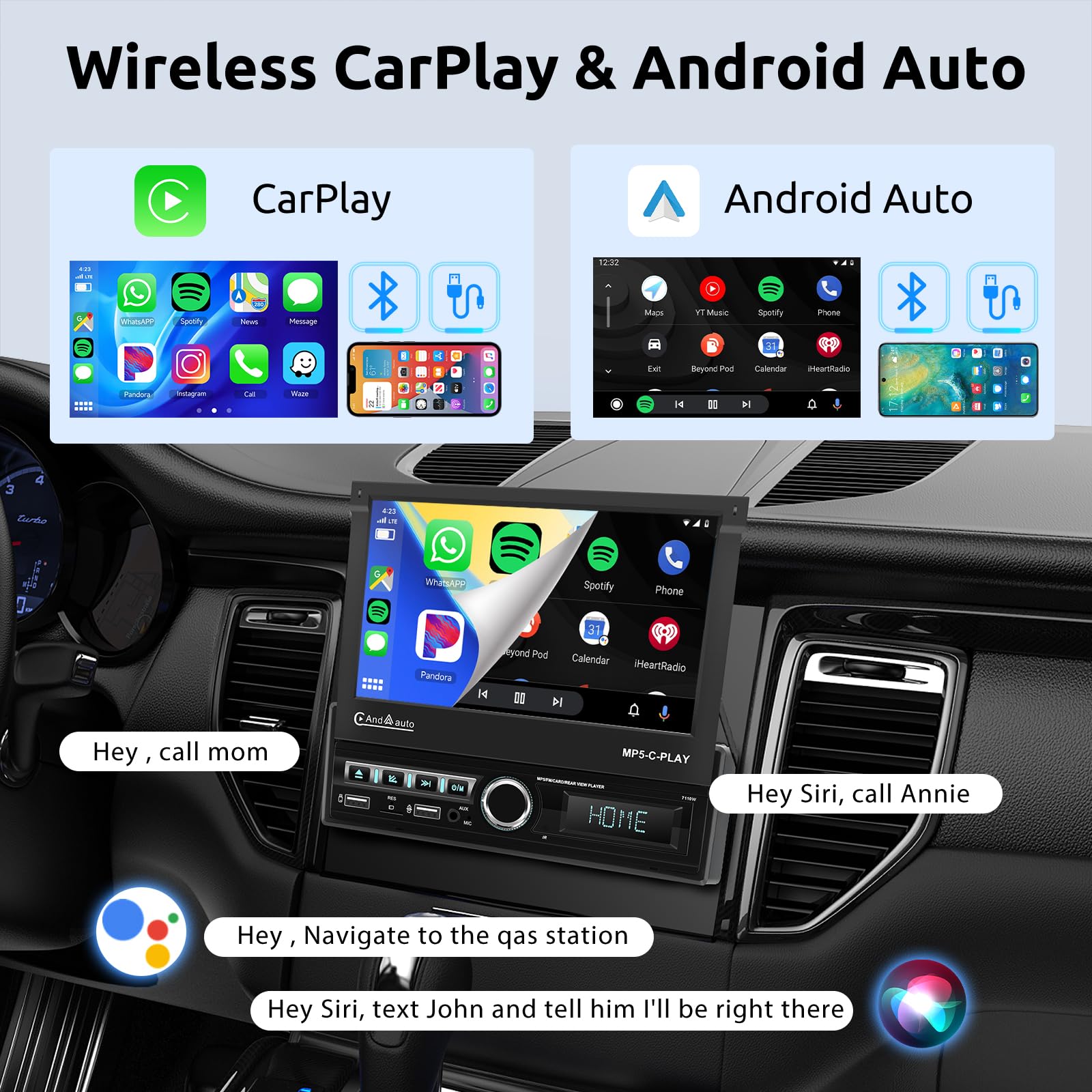 vechtel-autoradio-1-din-cran-7-pouces-carplay-sans-fil image 2