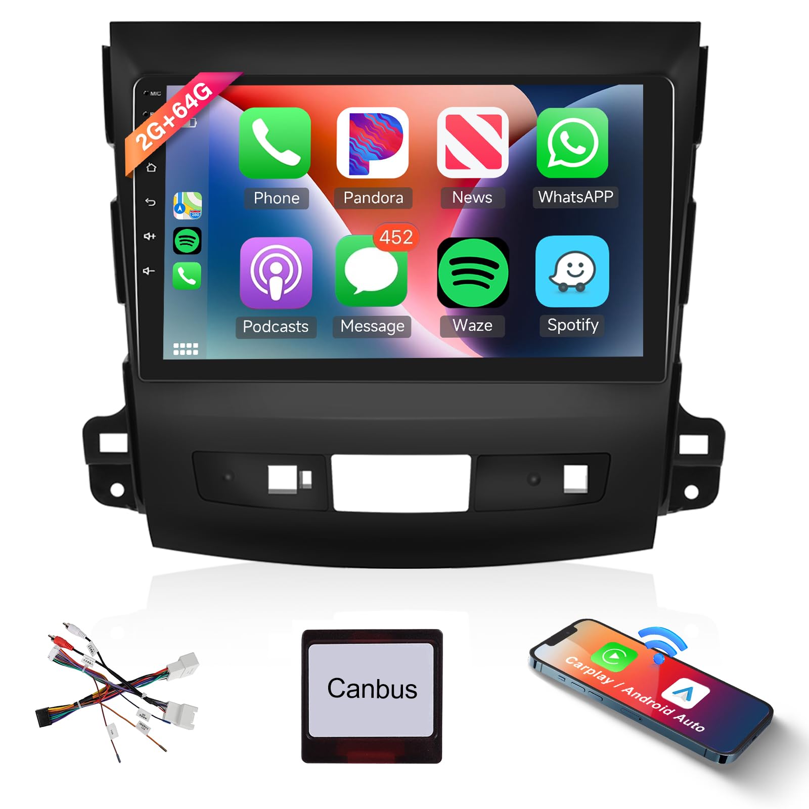 podofo-android-car-radio-autoradio-9-pouces-outlander-4007-carplay-cam-ra image 1