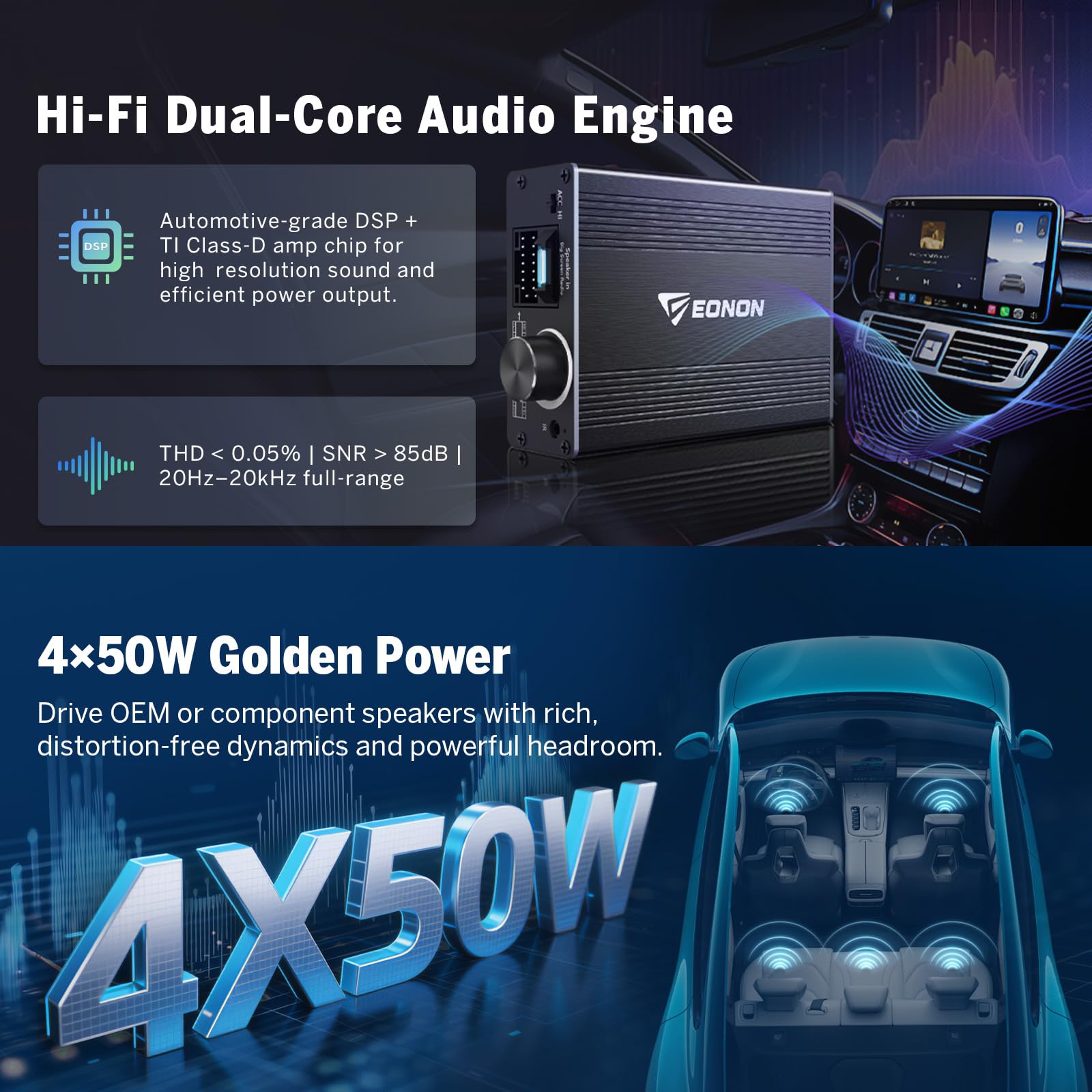eonon-dsp-amplifier-4x40w-bo-tier-eq-pour-autoradio-a303 image 4