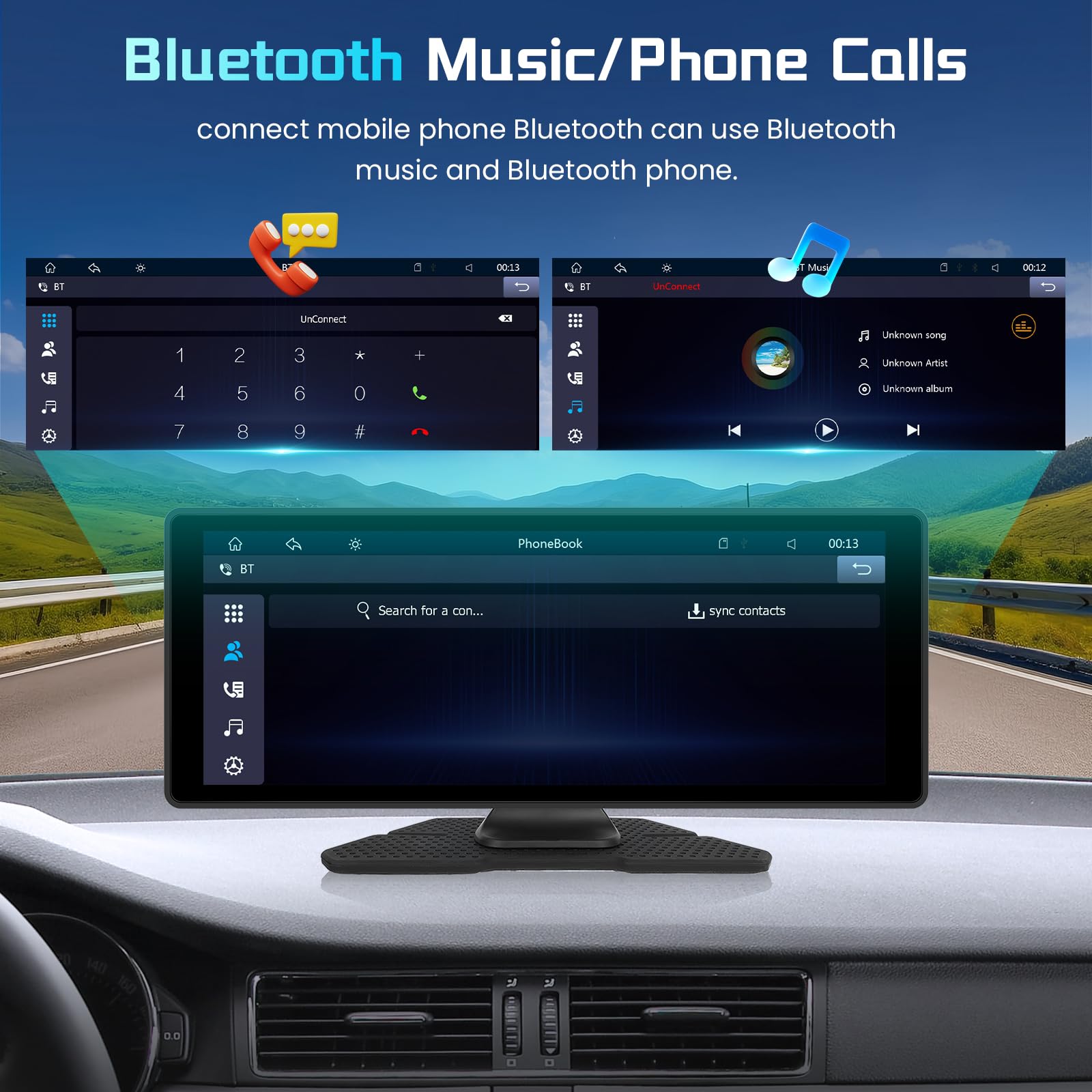 podofo-portable-carplay-screen-10-26-pouces-autoradio-portable-sans-fil image 4