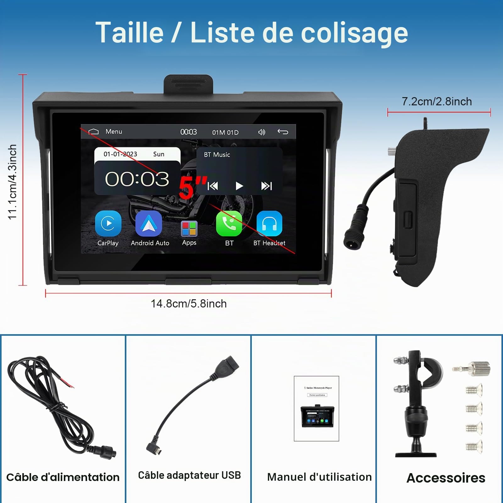 podofo-motorcycle-carplay-screen-cran-moto-5-pouces-ip65 image 7
