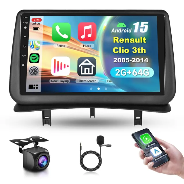 vechtel-clio-3-autoradio-9-android-15-carplay-2-64-go image 1