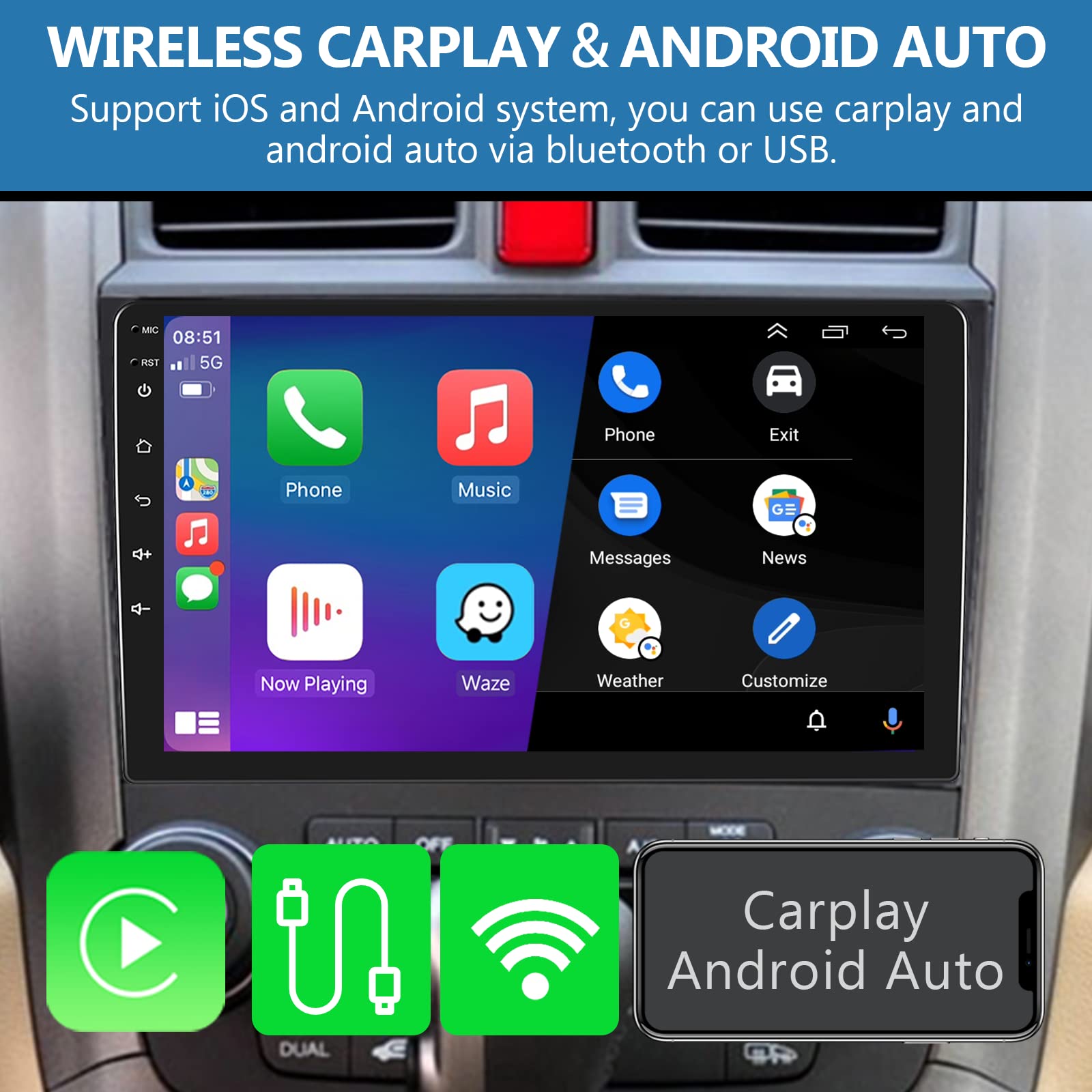 podofo-android-car-radio-cr-v-autoradio-9-pouces-carplay image 2
