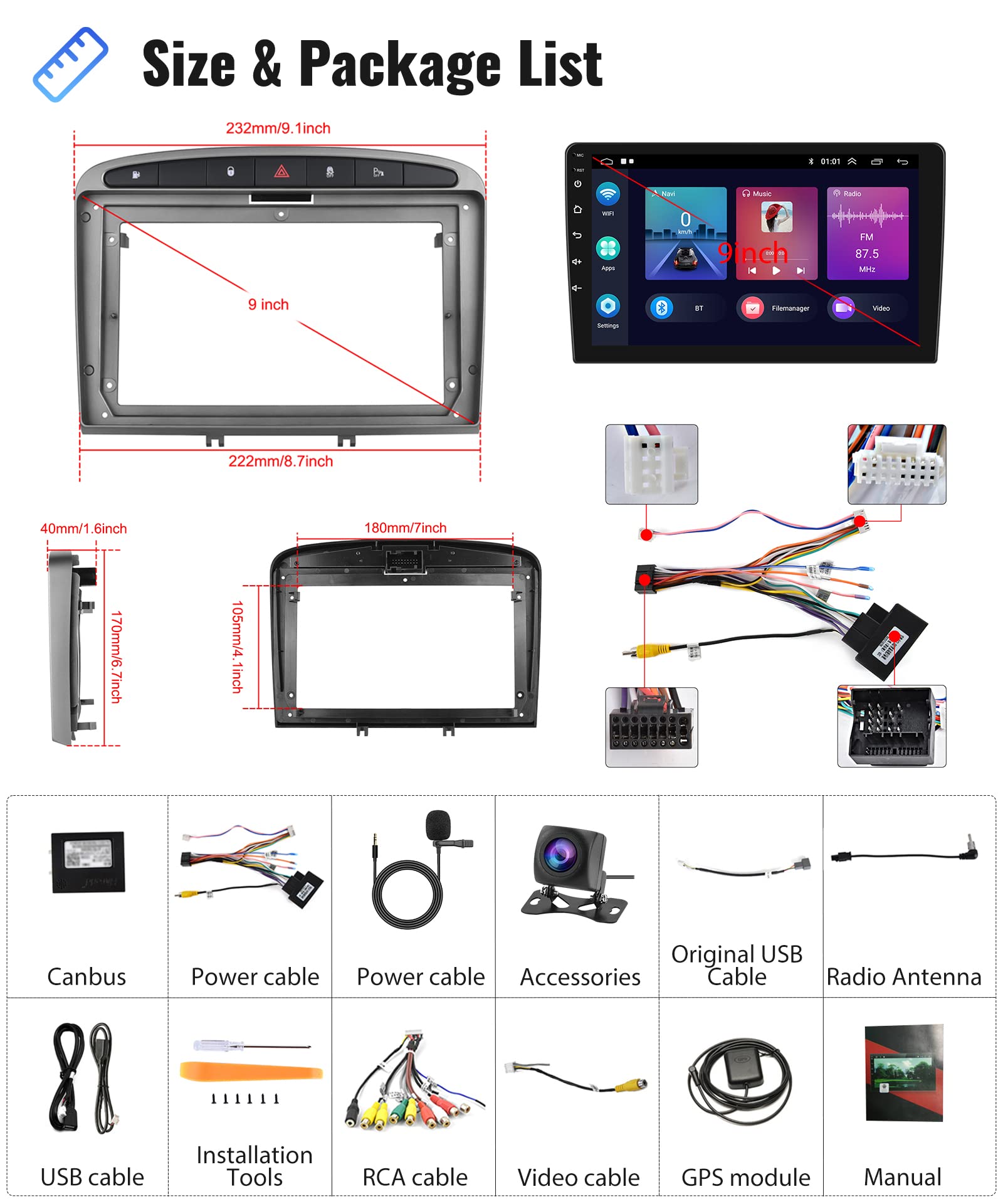 podofo-android-car-radio-308-408-autoradio-9-pouces-2-64g image 7