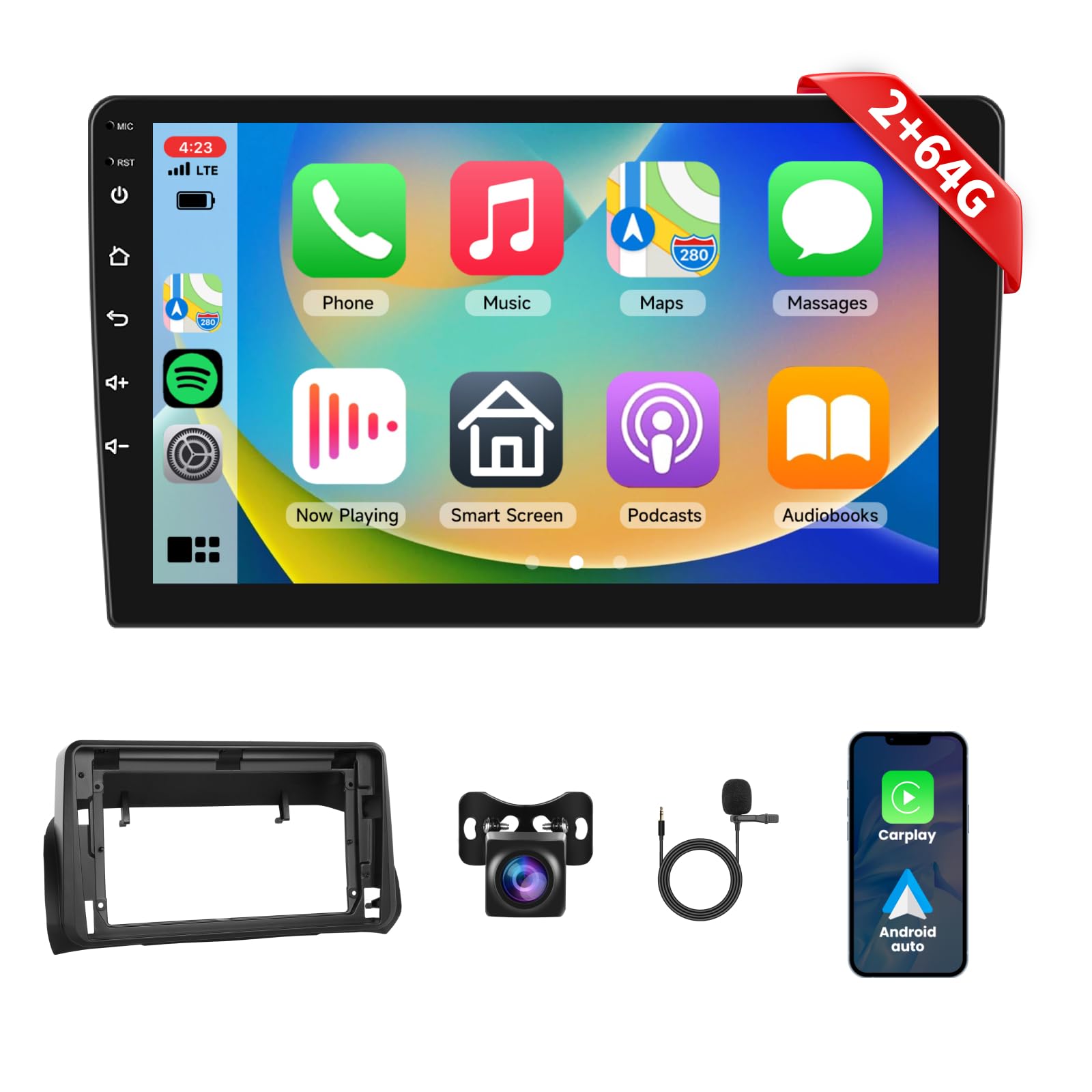 podofo-android-car-radio-autoradio-9-pouces-2-64g-carplay-camera image 1