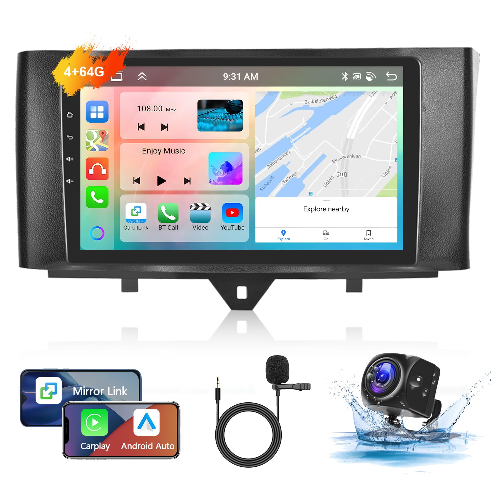 podofo-android-car-radio-autoradio-9-pouces-smart-4-64g-gps image 1