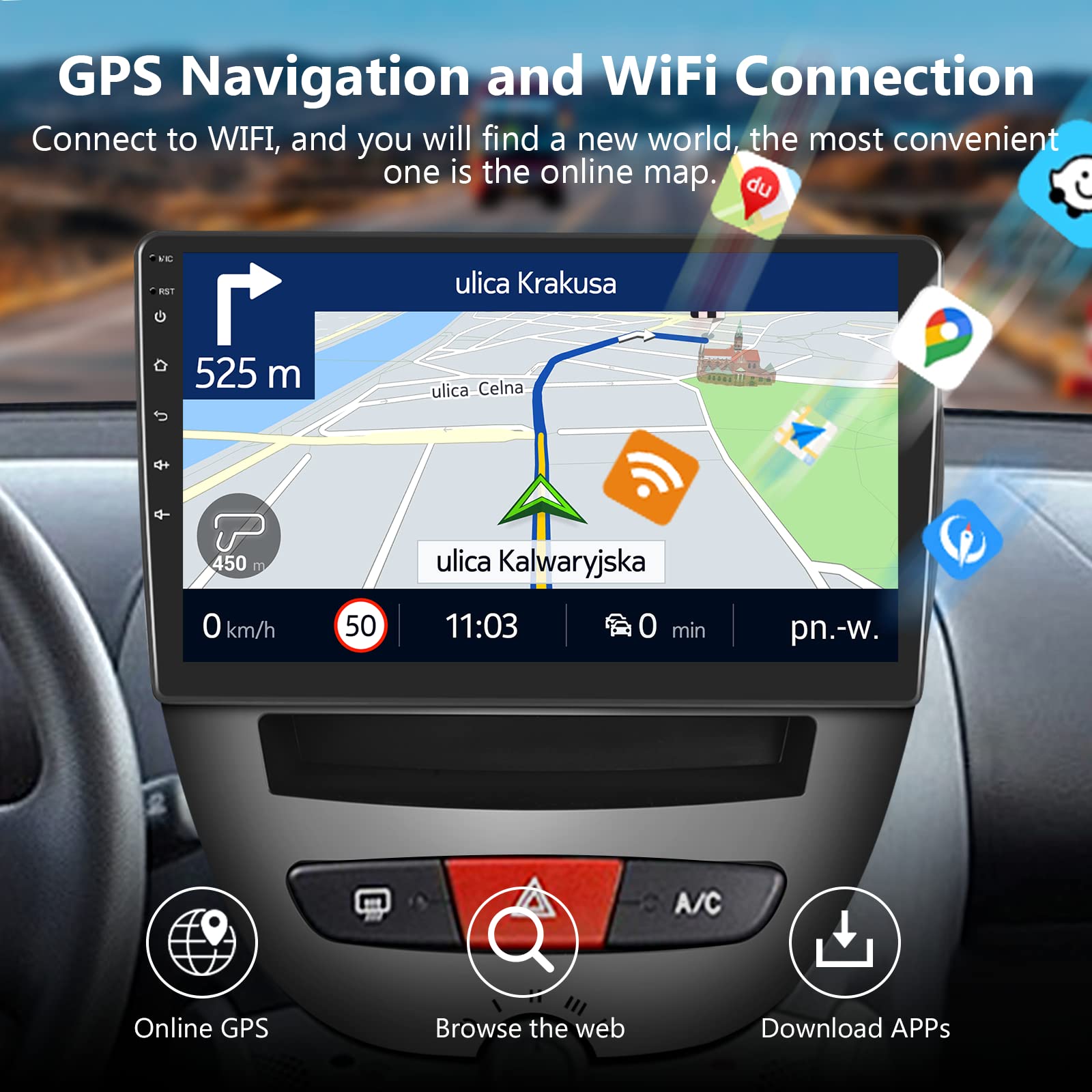 podofo-android-car-radio-10-pouces-aygo-107-c1-1-32-go image 3