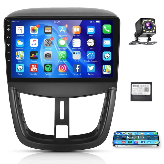 podofo-android-car-radio-peugeot-207-9-autoradio-1-32g-mirror image 1