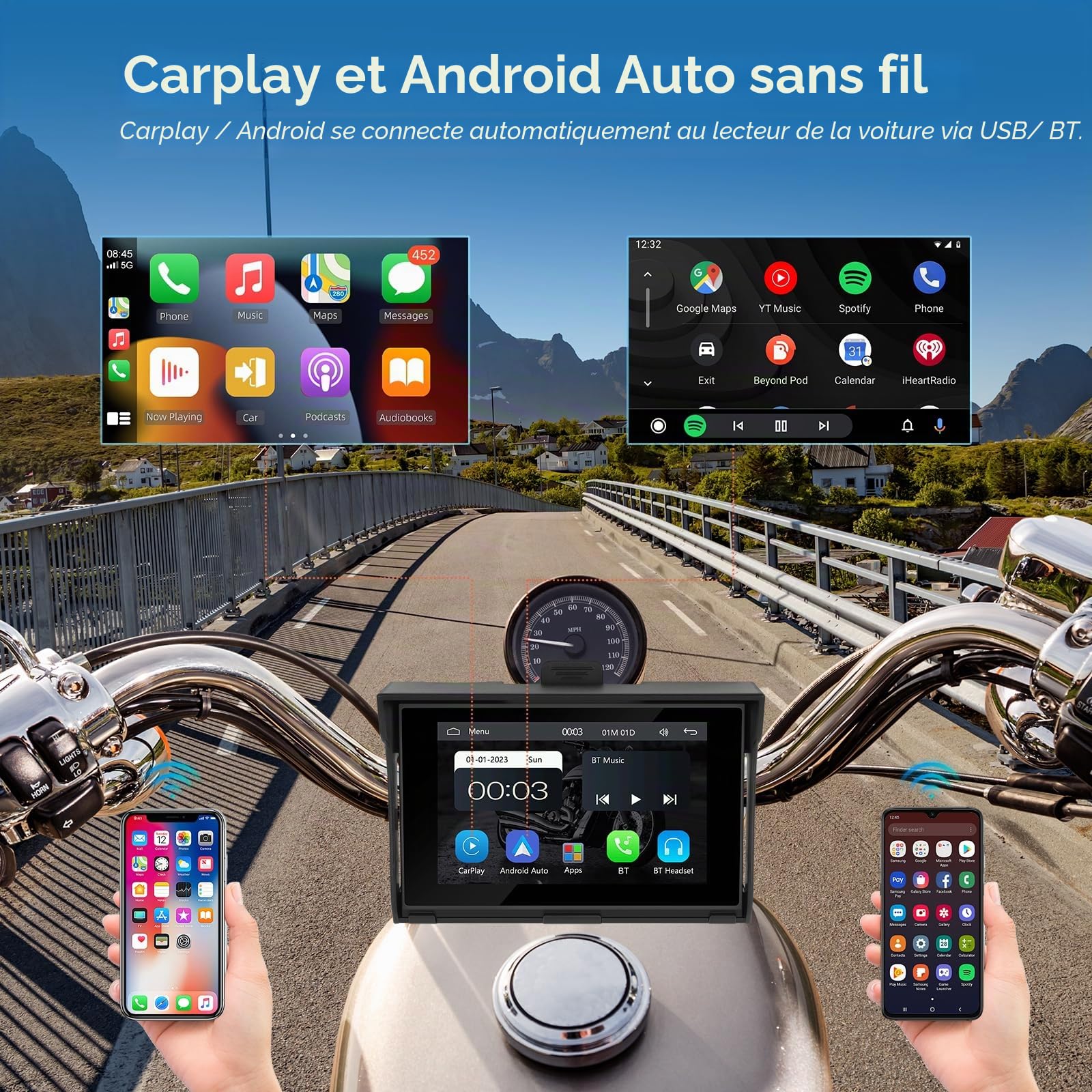 podofo-motorcycle-carplay-screen-cran-moto-5-pouces-ip65 image 2