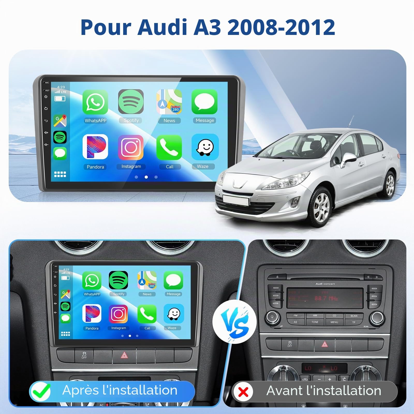 podofo-android-car-radio-autoradio-audi-a3-9-2-64g-carplay image 3