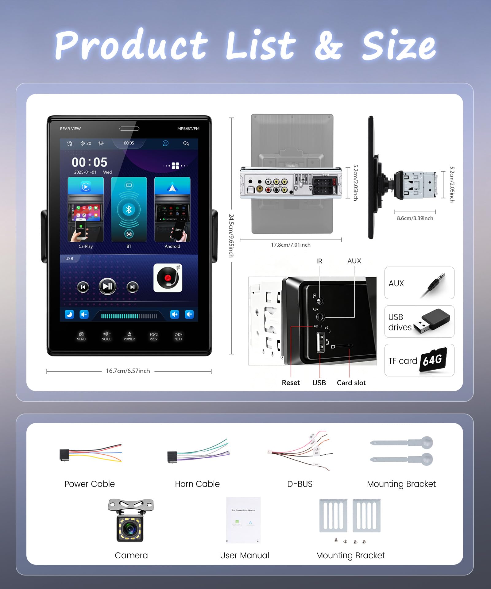 vechtel-autoradio-1-din-9-5-pouces-carplay-sans-fil image 8