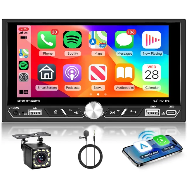 vechtel-autoradio-2-din-6-8-pouces-carplay-sans-fil-cam-ra-recul image 1