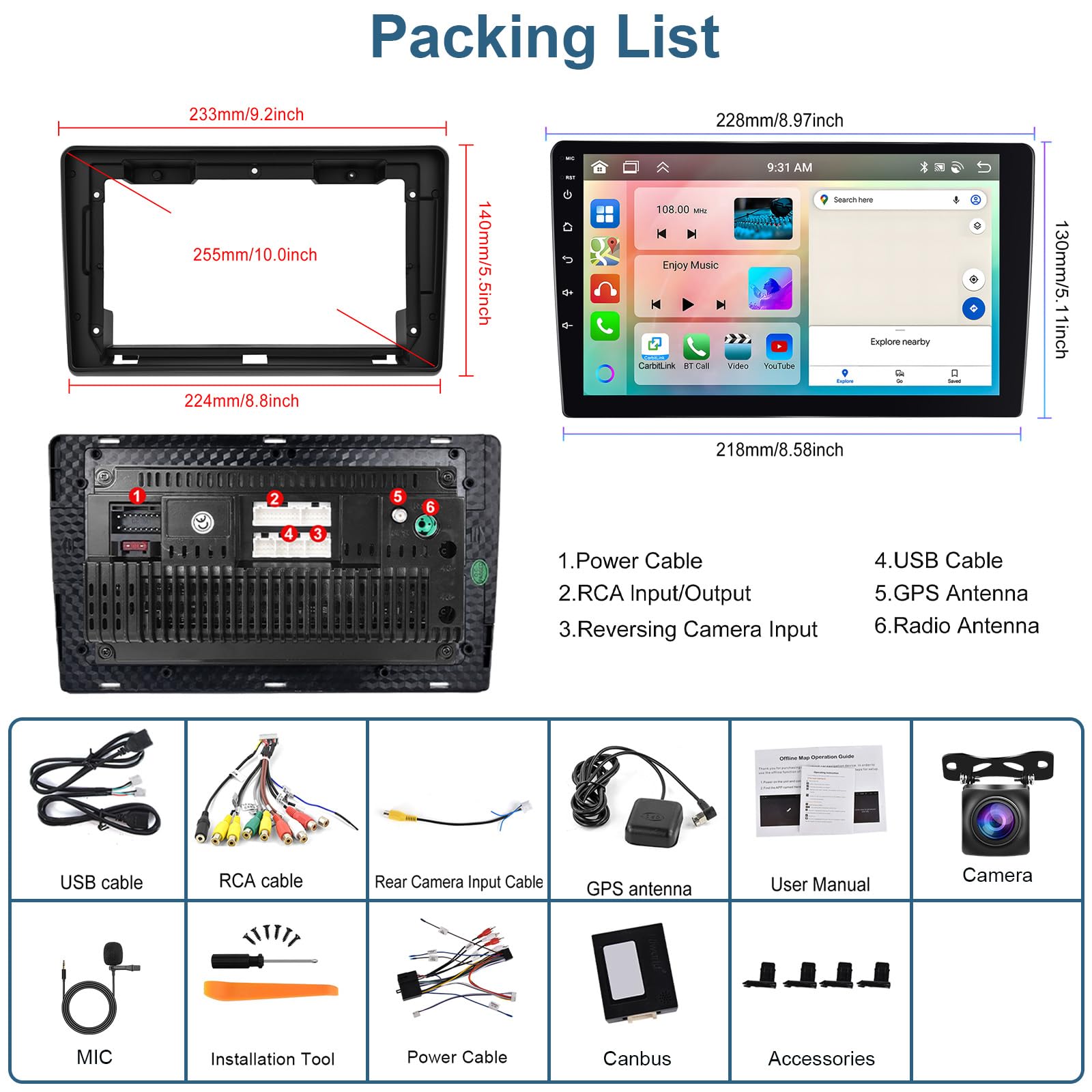 podofo-android-car-radio-autoradio-9-pouces-ducato-4-64-carplay image 3